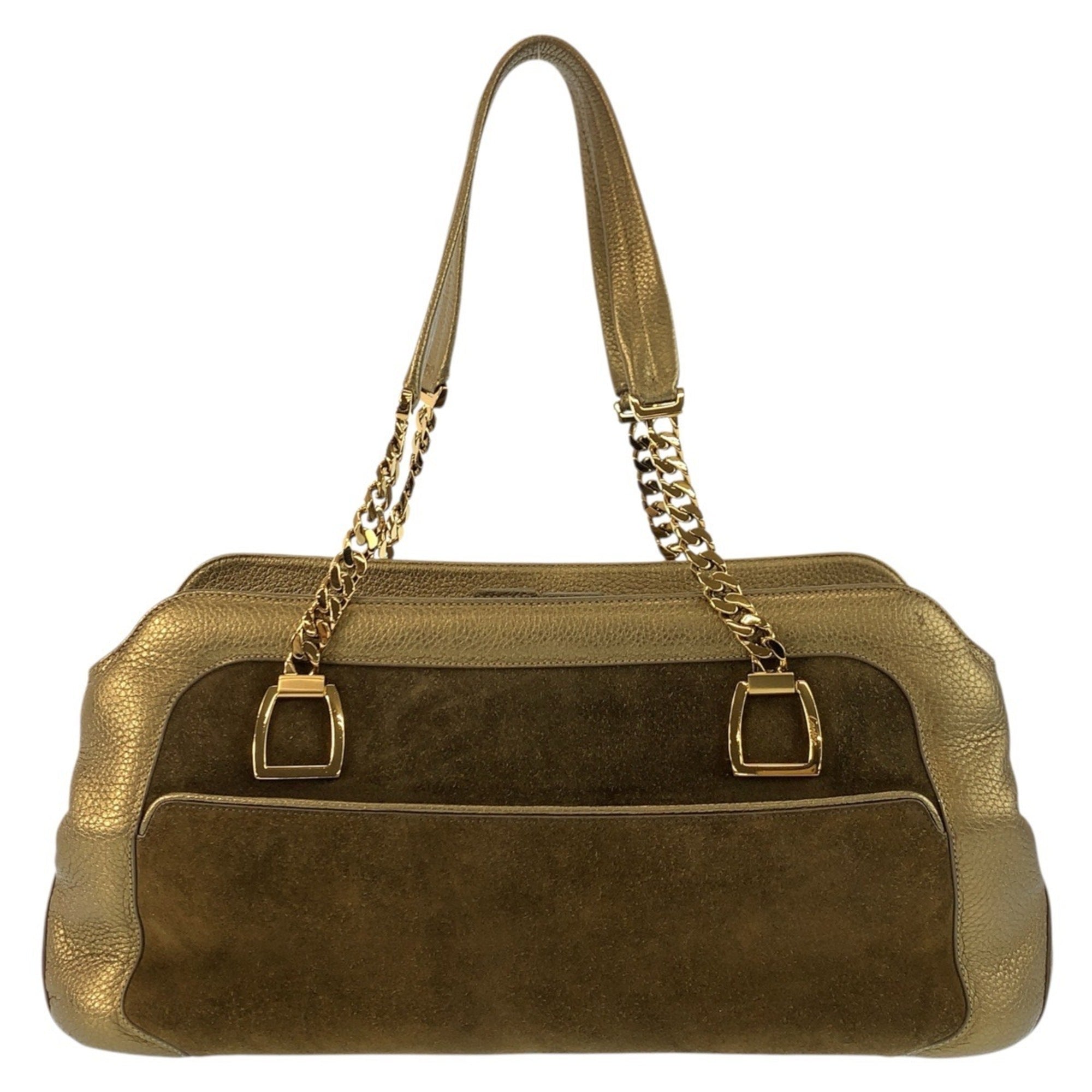 Cartier Brown Gold Suede Leather Shoulder Bag (Pre-Owned)
