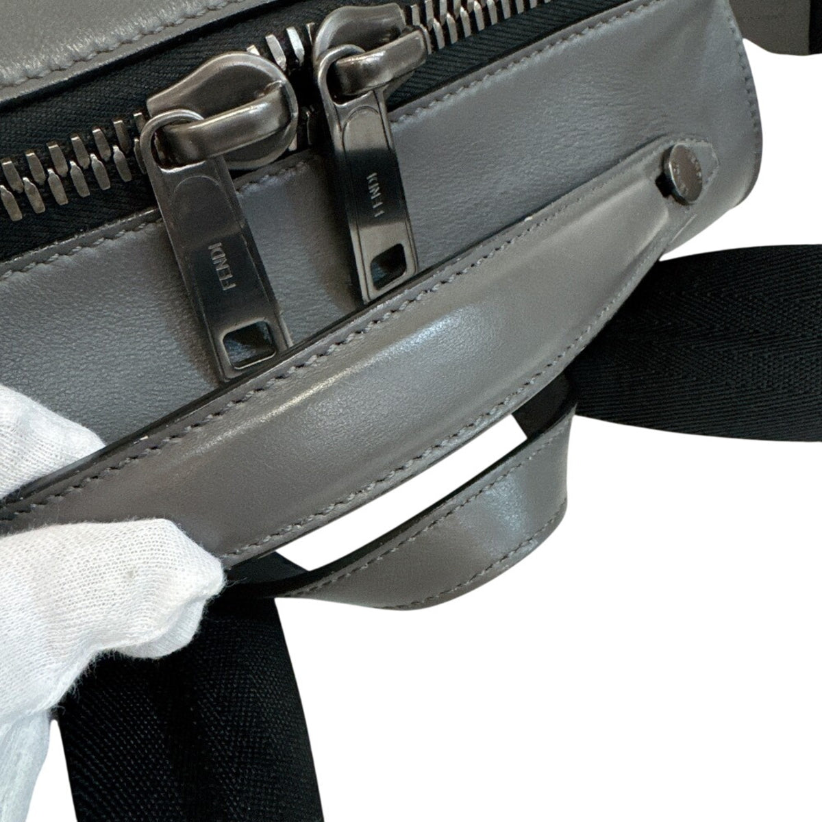 Fendi Gray Leather Backpack (Pre-Owned)