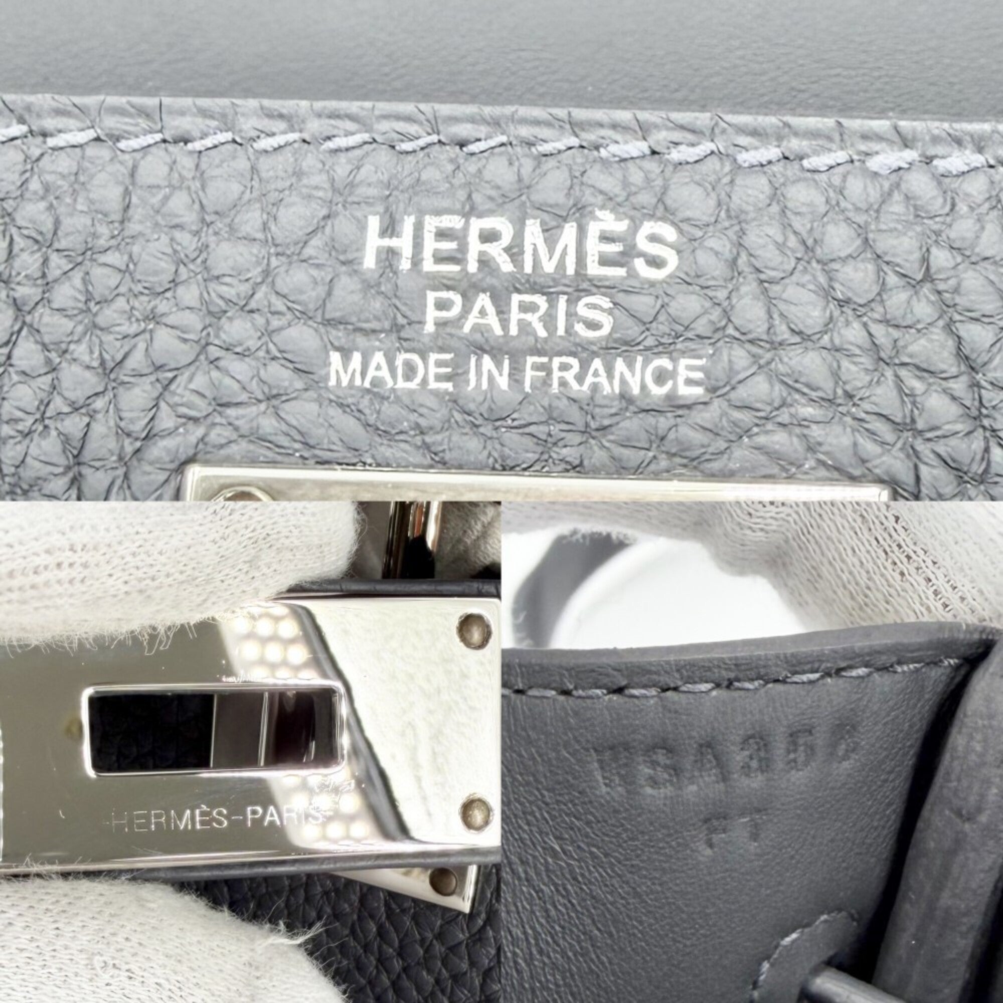 Hermes Gray Leather Shoulder Bag Sling Bag (Pre-Owned)