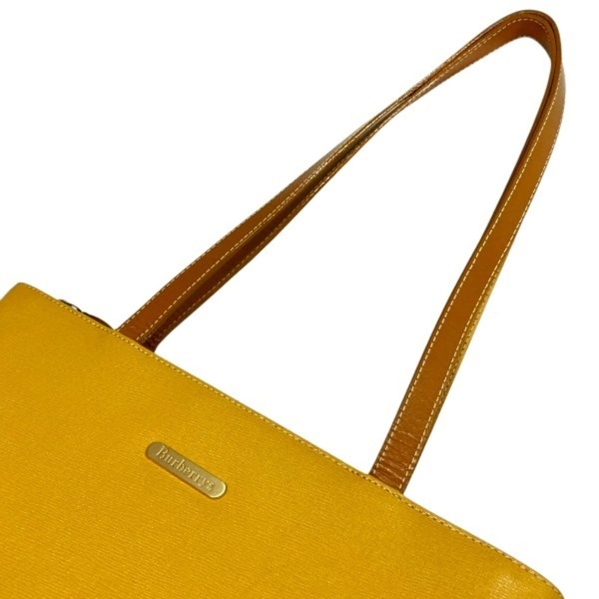 Burberry Yellow Leather Shoulder Bag Tote Bag (Pre-Owned)