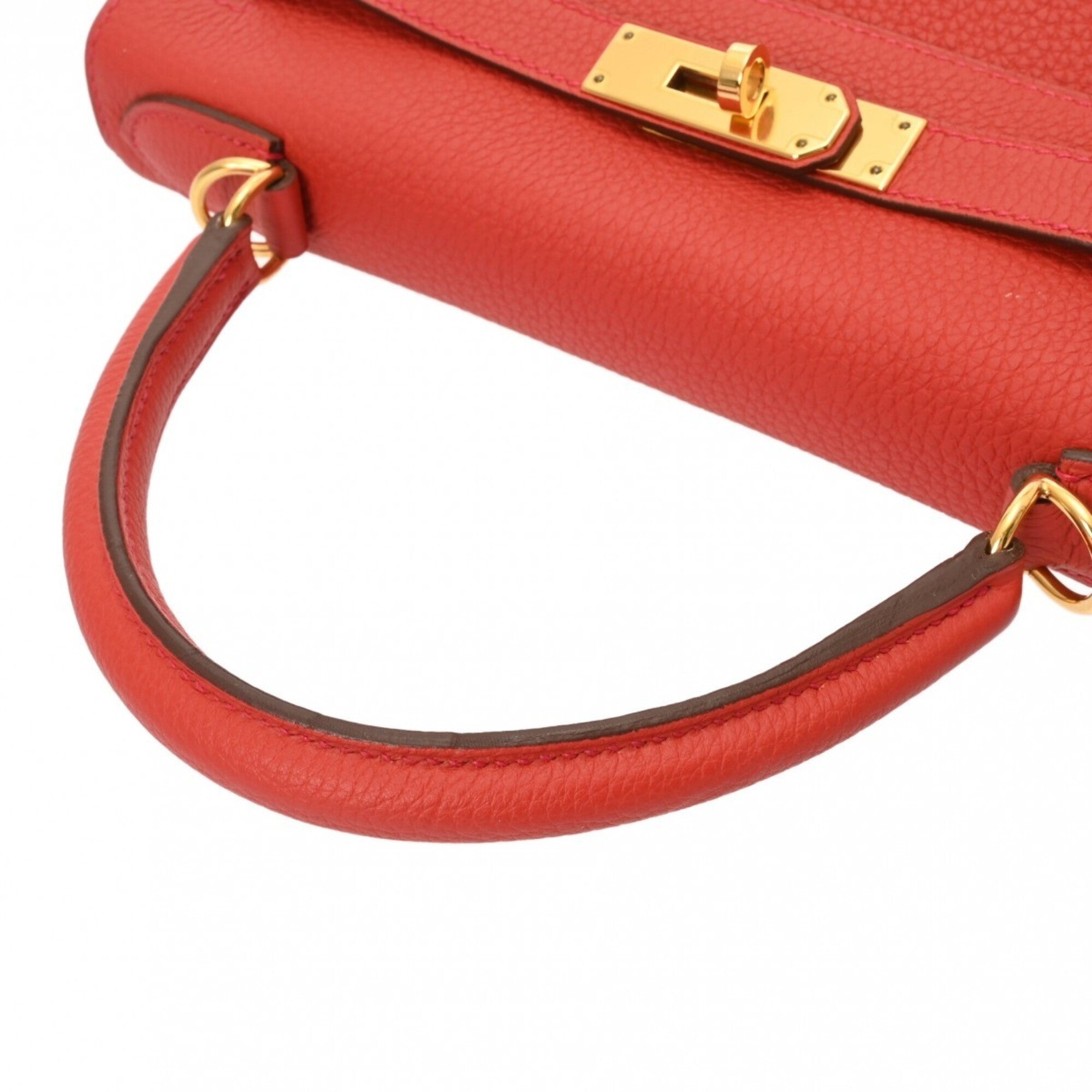 Hermes Vermilion Taurillon Clemence Leather Handbag (Pre-Owned)