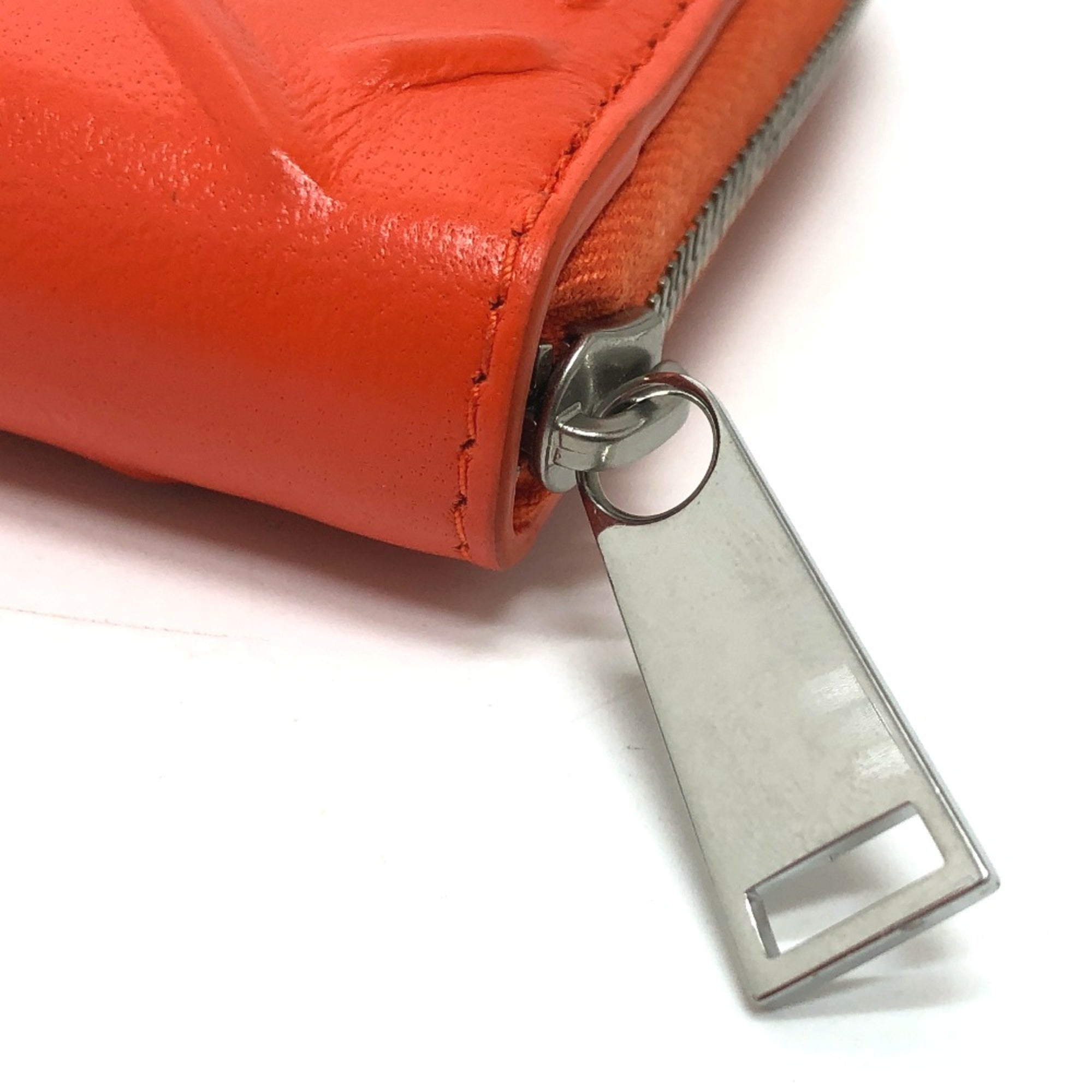 Bottega Veneta Orange Leather Long Wallet (Bi-Fold) (Pre-Owned)