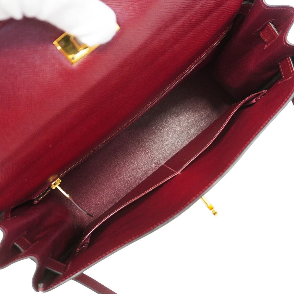 Hermes Rouge H Courchevel Leather Handbag (Pre-Owned)