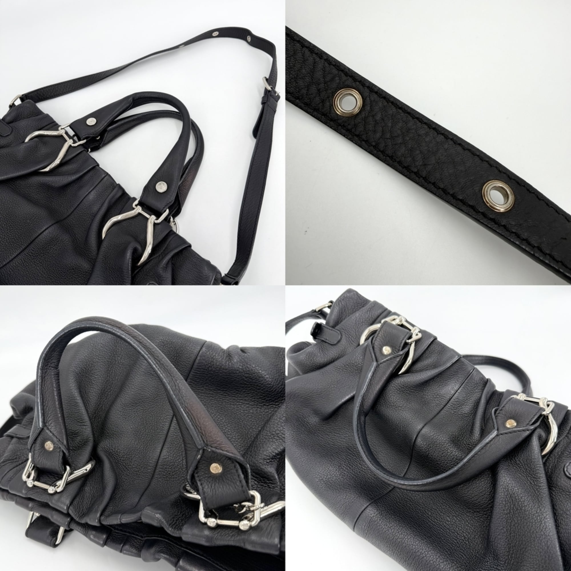 Celine Black White Leather Shoulder Bag (Pre-Owned)