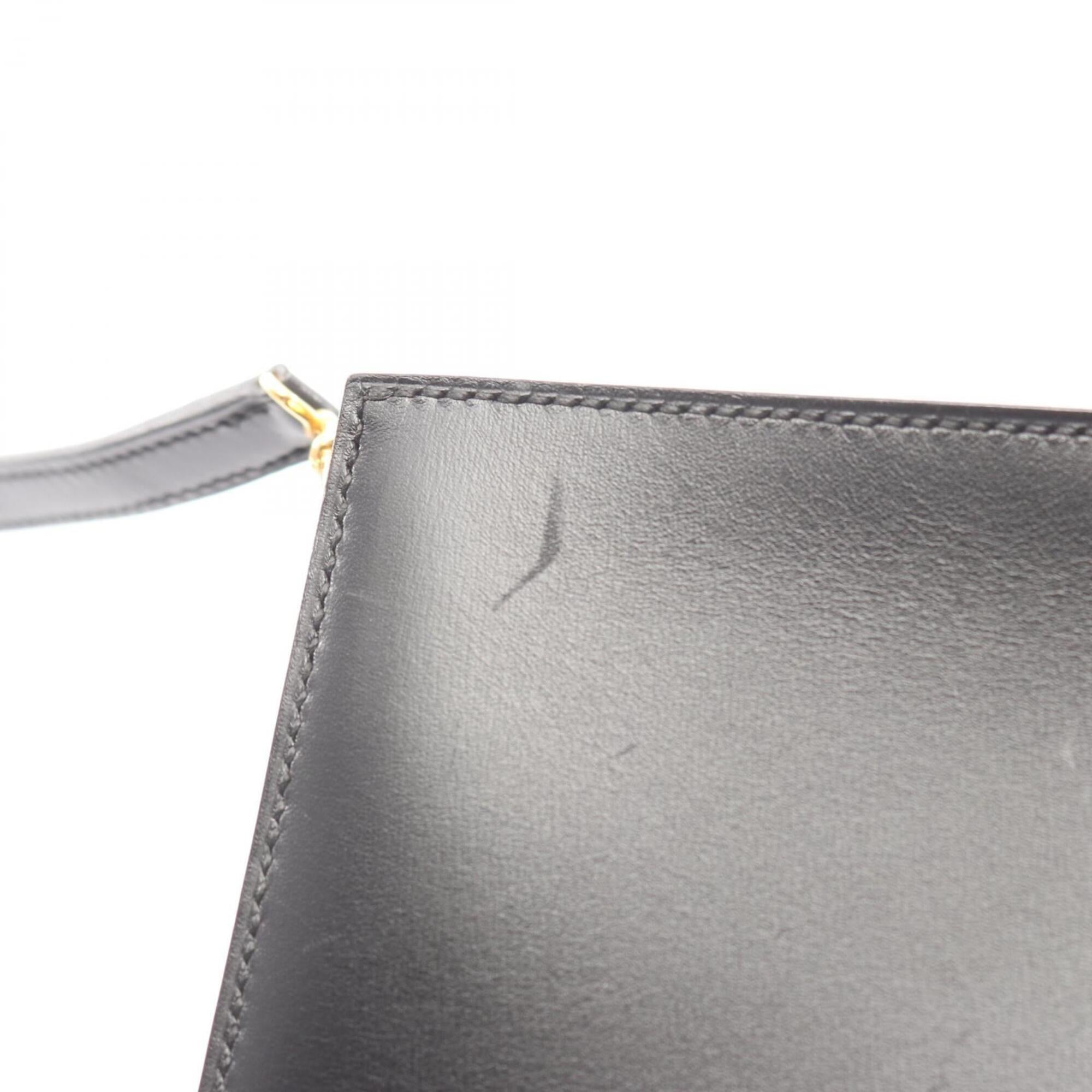 Hermes Black Box Calf Leather Handbag Shoulder Bag (Pre-Owned)
