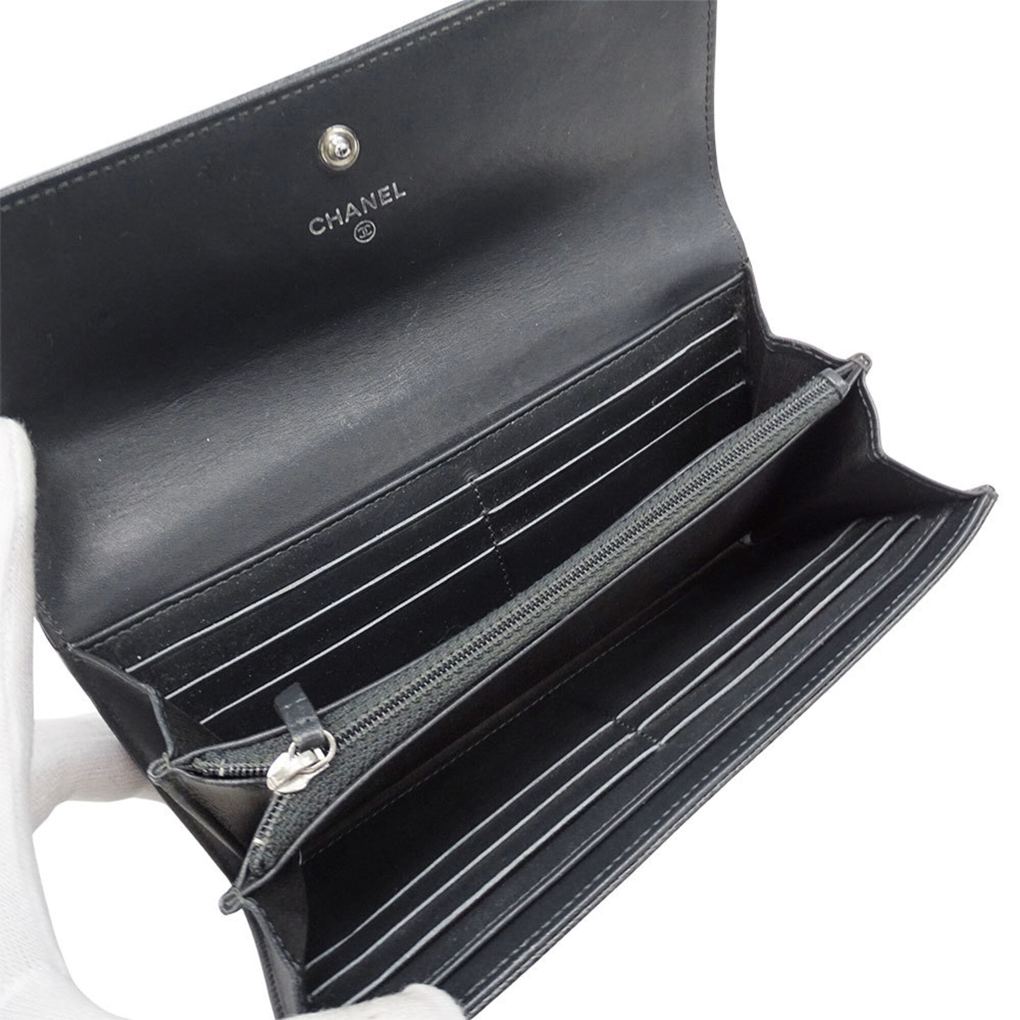 Chanel Charcoal Gray Grained Calfskin (Pre-Owned)