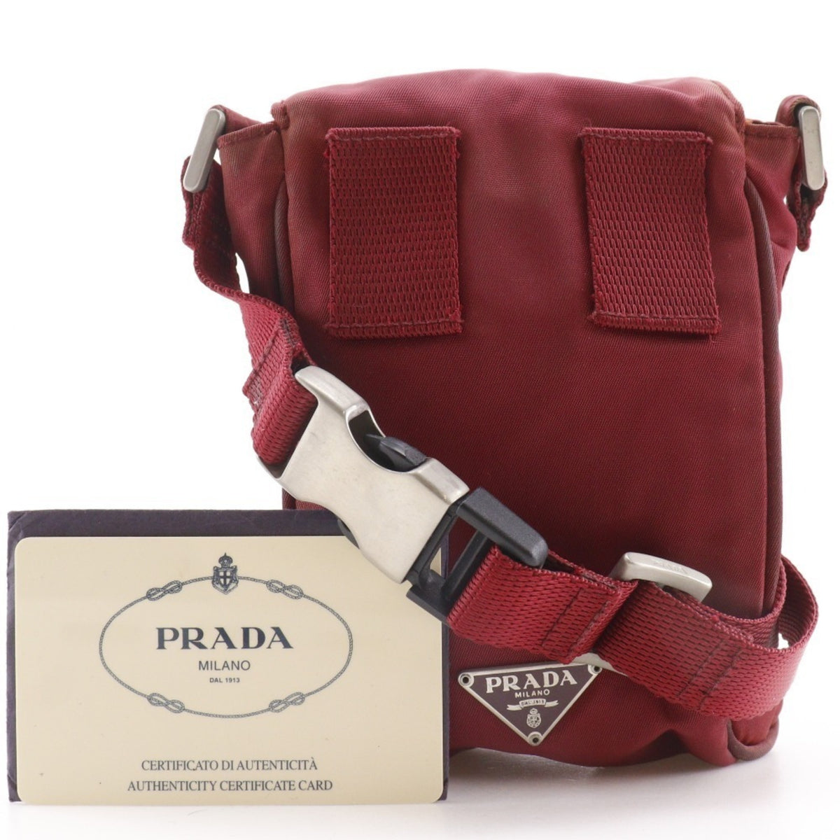 Prada Red Color Nylon Fanny Pack Shoulder Bag (Pre-Owned)