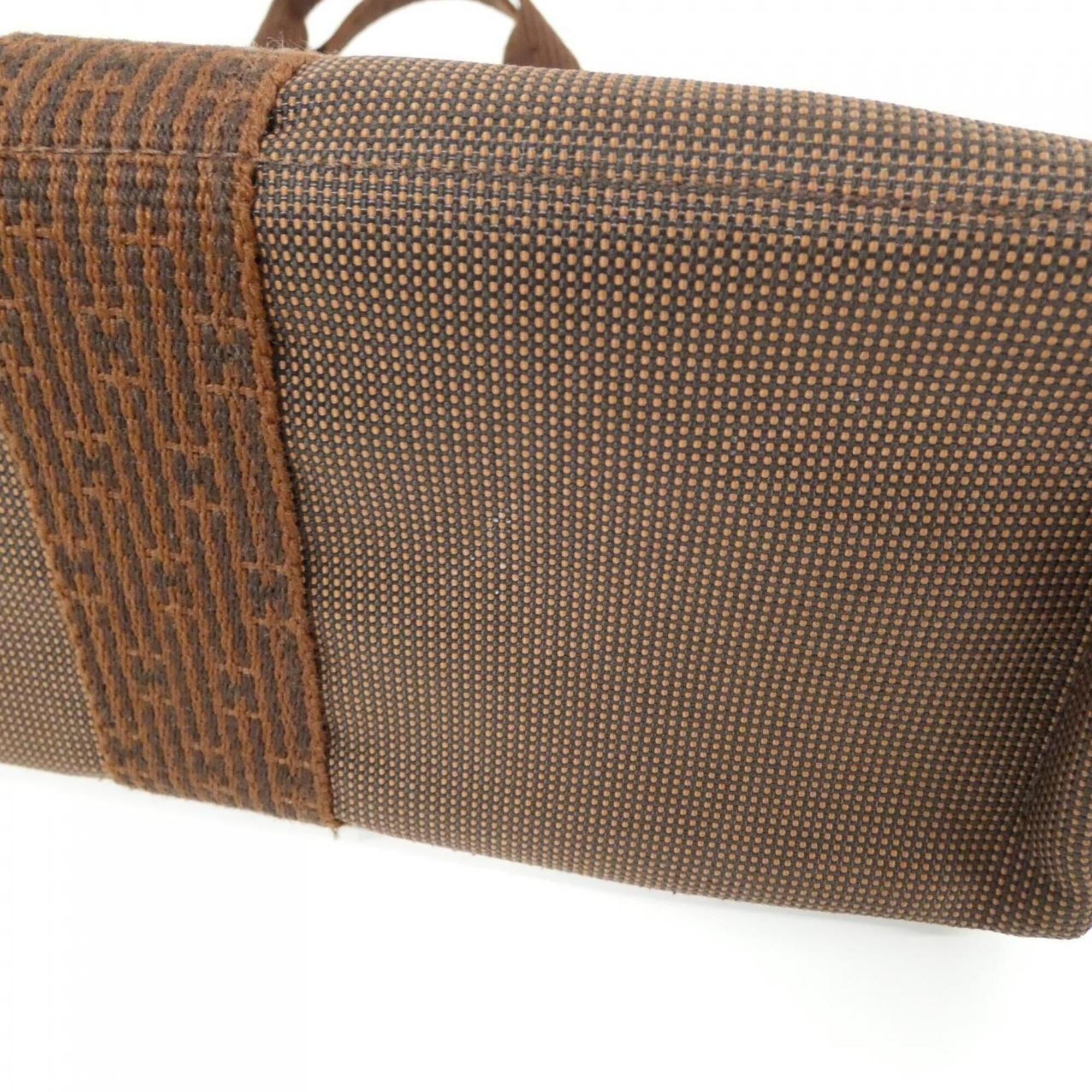 Hermes Brown Canvas Handbag (Pre-Owned)