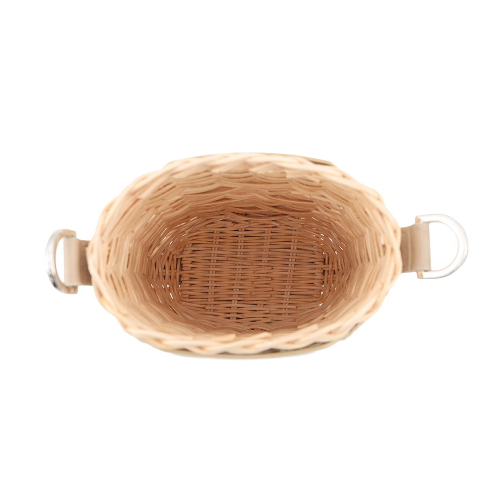Christian Dior Beige Rattan Rubber Leather Basket Handbag (Pre-Owned)