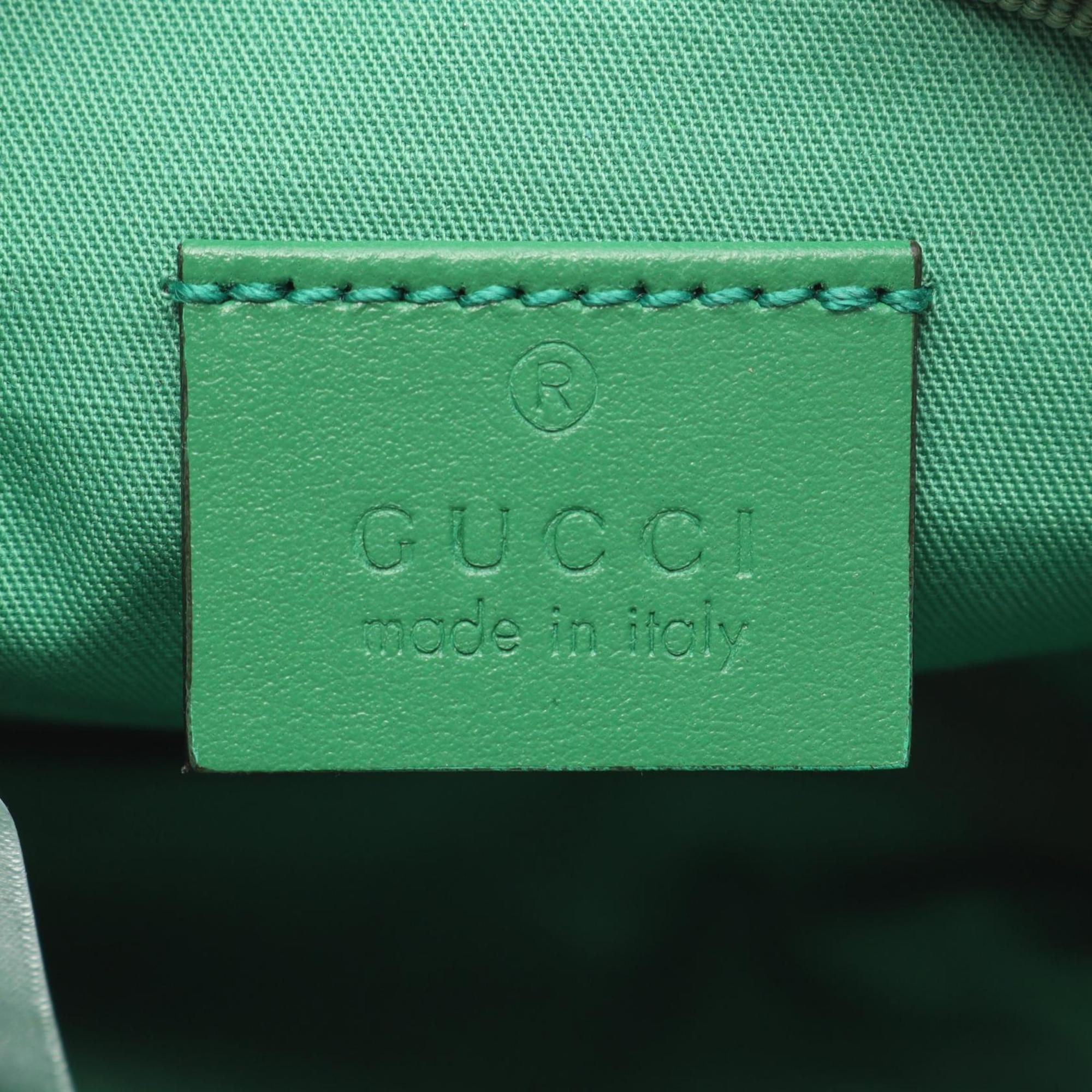 Gucci Green White Canvas Leather Fanny Pack (Pre-Owned)