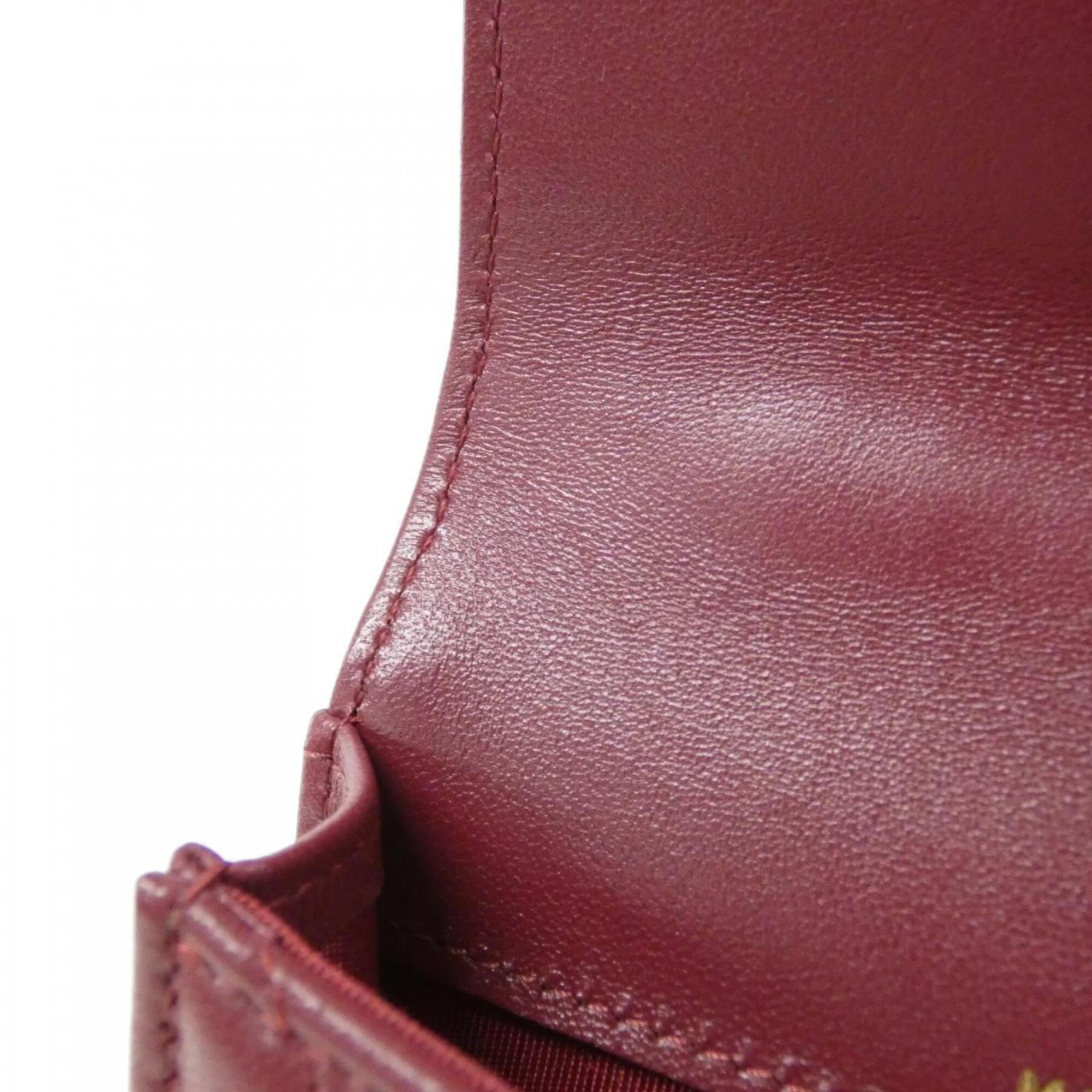 Chanel Bordeaux Leather Handbag Shoulder Bag (Pre-Owned)