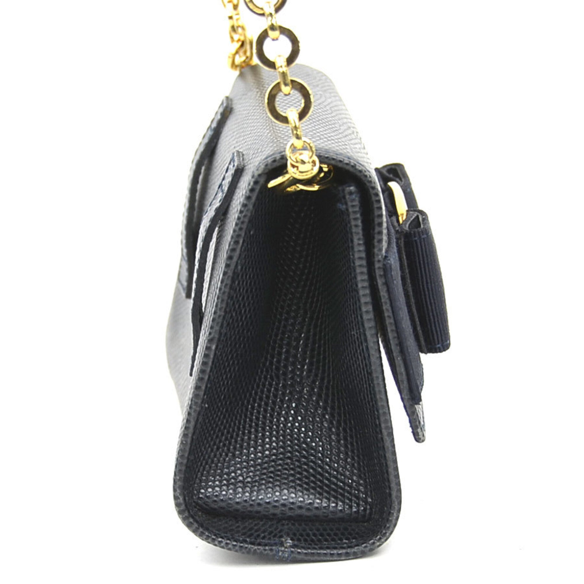 Salvatore Ferragamo Navy Leather Shoulder Bag (Pre-Owned)