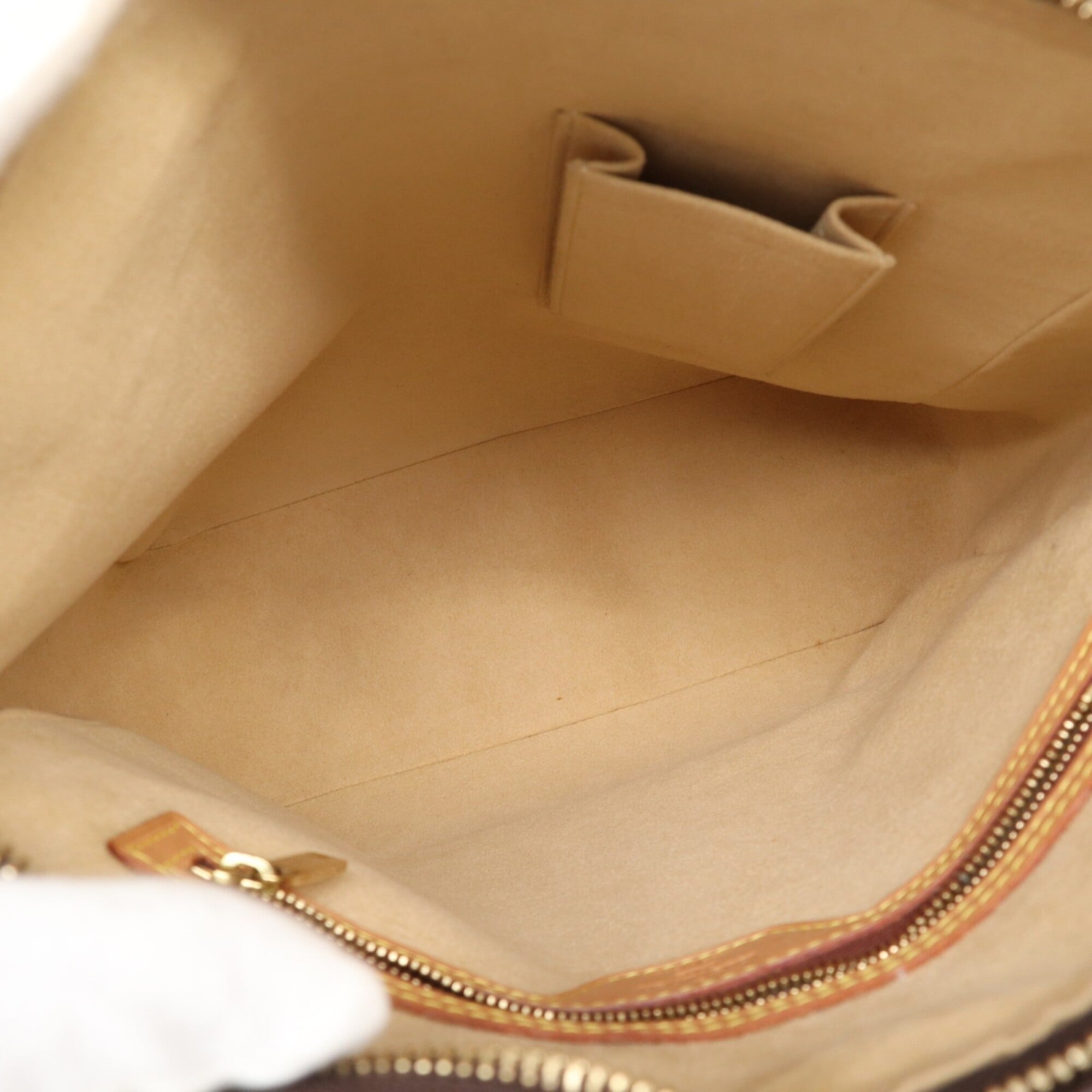 Louis Vuitton Beige Brown Monogram Coated Canvas Leather Handbag (Pre-Owned)