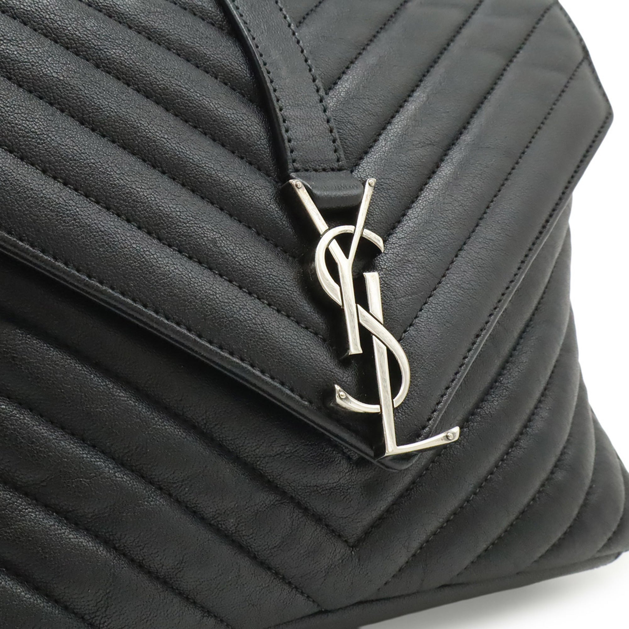 Yves Saint Laurent Black Leather Handbag Shoulder Bag (Pre-Owned)