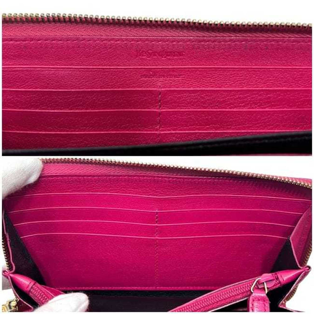 Yves Saint Laurent Pink Leather Long Wallet (Bi-Fold) (Pre-Owned)