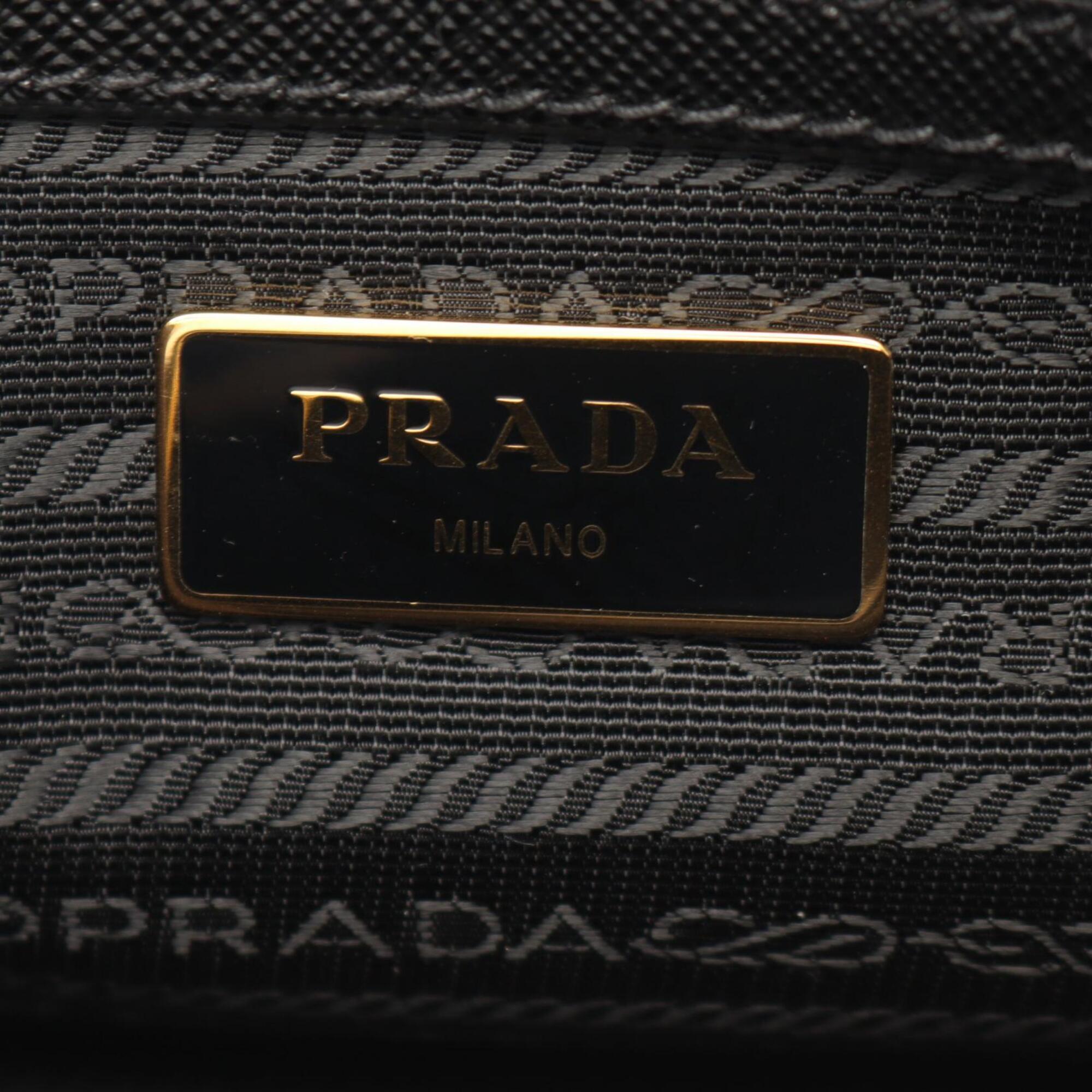 Prada Saffiano Black Tessuto Saffiano Handbag (Pre-Owned)