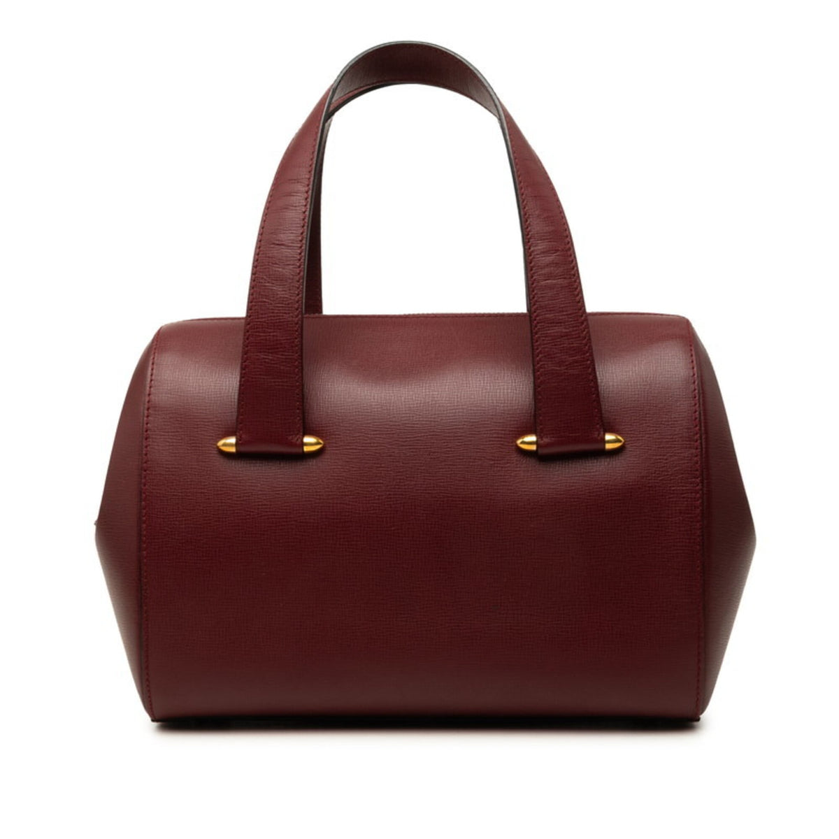 Cartier Bordeaux Wine Red Leather Boston Bag Handbag (Pre-Owned)