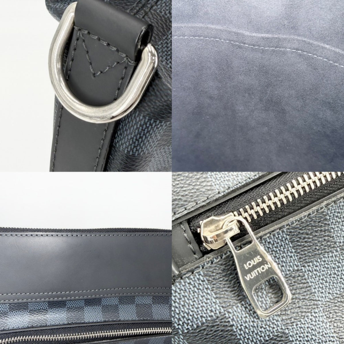 Louis Vuitton Black Damier Cobalt Navy Damier Canvas Shoulder Bag (Pre-Owned)