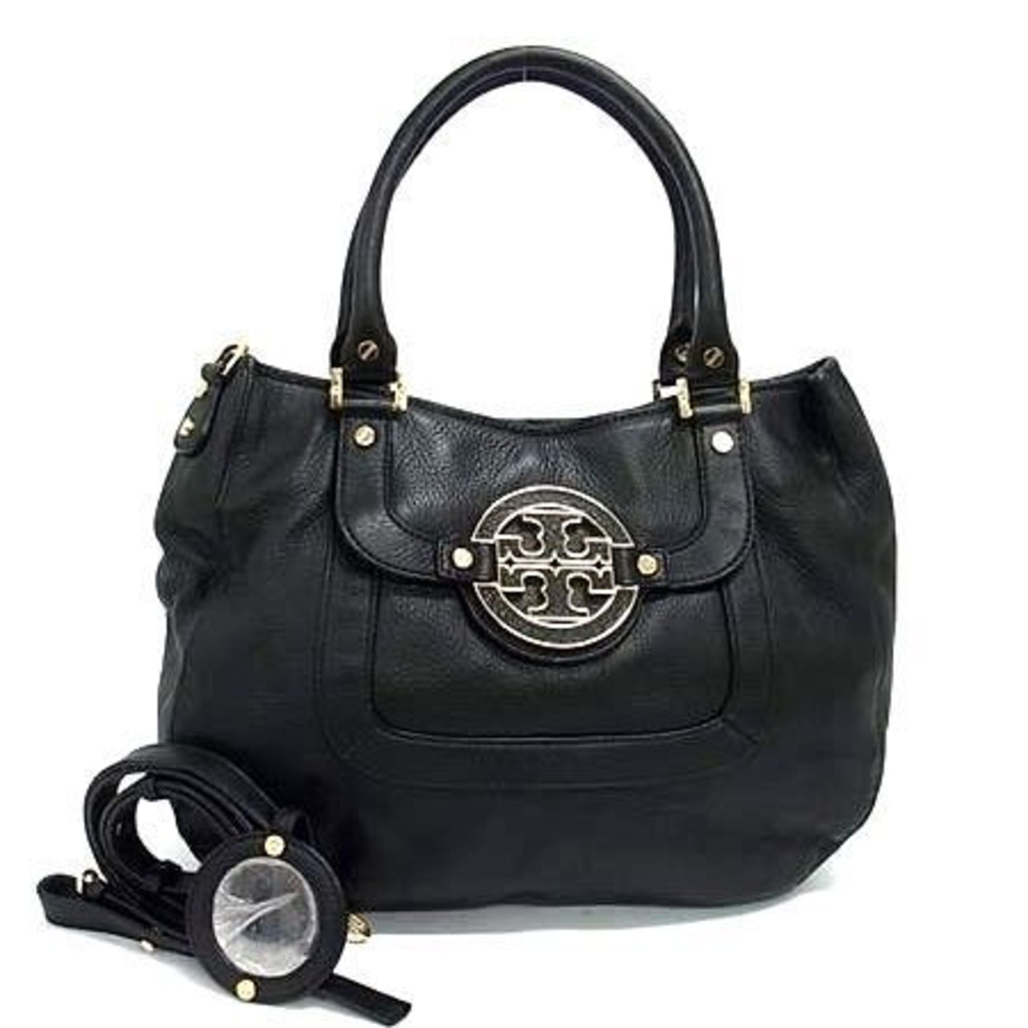 Tory Burch Black Leather Handbag Shoulder Bag Tote Bag (Pre-Owned)