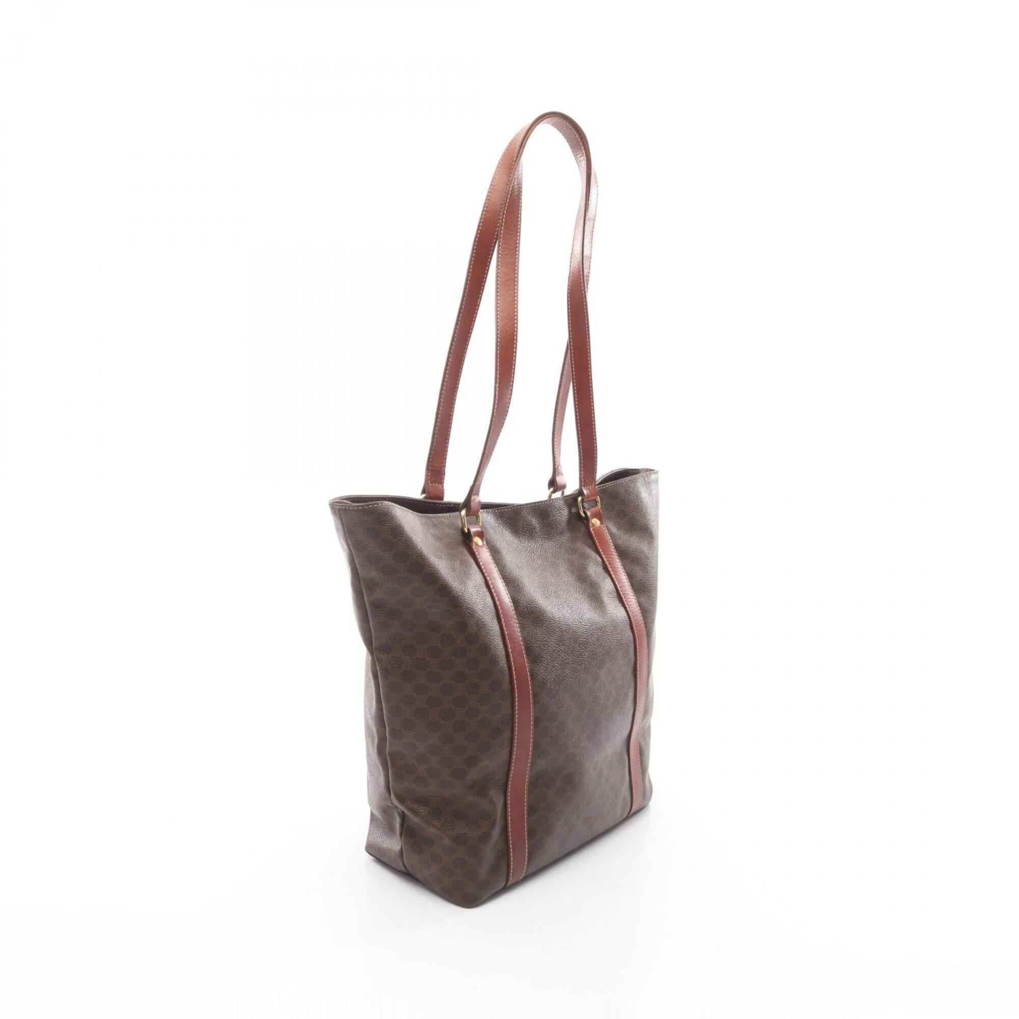 Celine Brown Coated Canvas Leather Handbag Tote Bag (Pre-Owned)