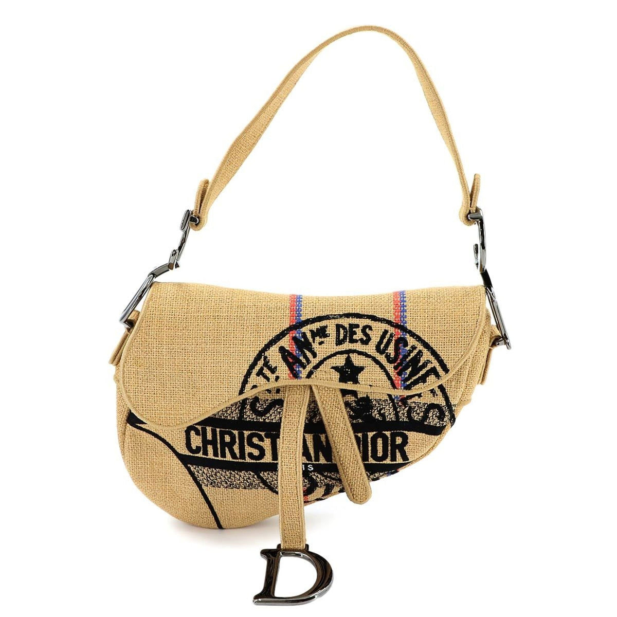Christian Dior Beige Canvas Handbag Saddle Bag Shoulder Bag (Pre-Owned)