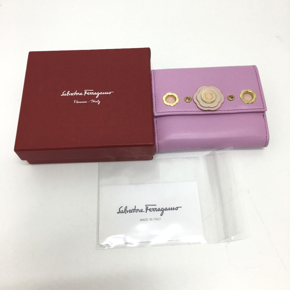 Salvatore Ferragamo Purple Leather Wallet (Bi-Fold) (Pre-Owned)