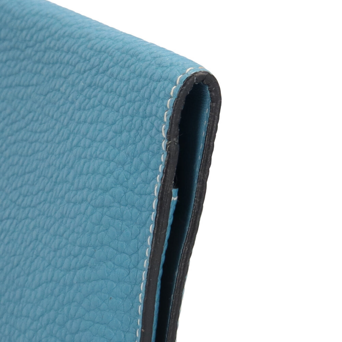 Hermes Blue Blue Jean Taurillon Clemence Leather Long Wallet (Bi-Fold) (Pre-Owned)