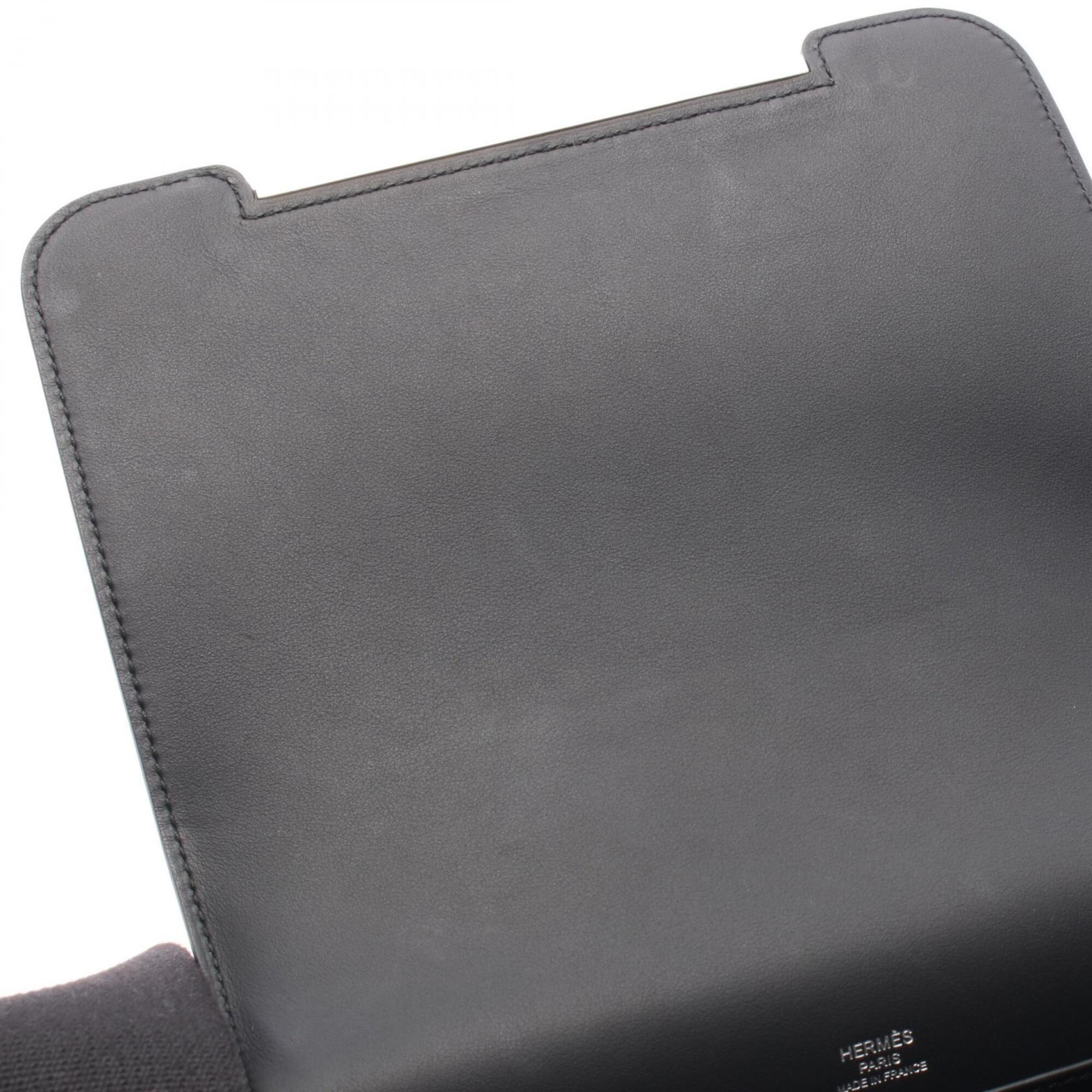 Hermes Black Chevre Leather Leather Handbag Shoulder Bag (Pre-Owned)
