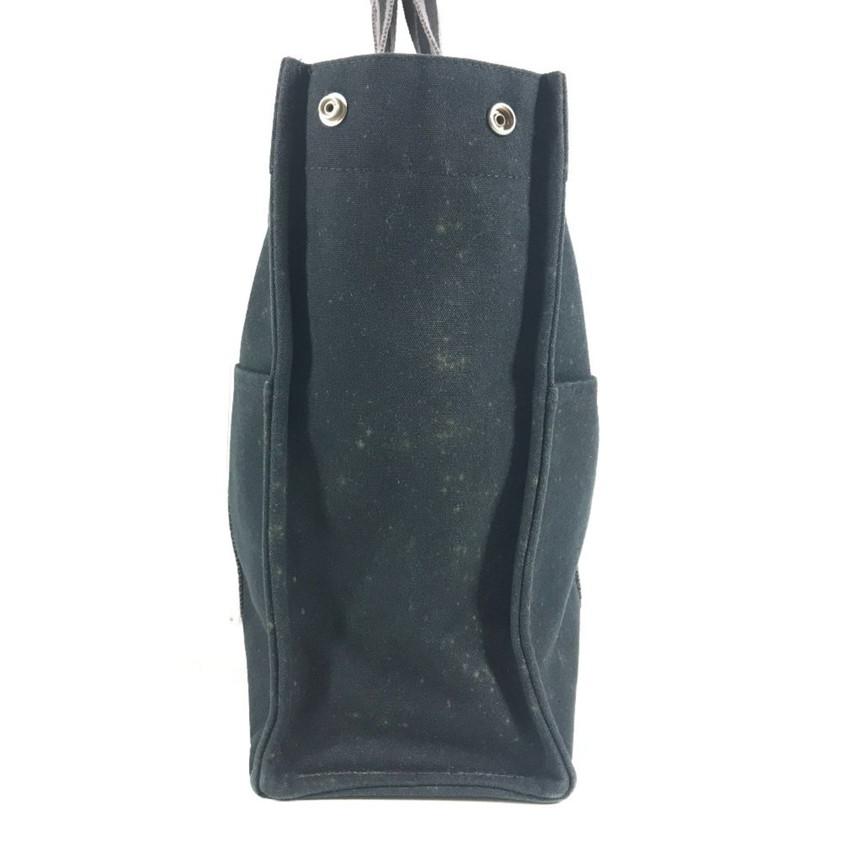 Hermes Black Gray Canvas Shoulder Bag Tote Bag (Pre-Owned)