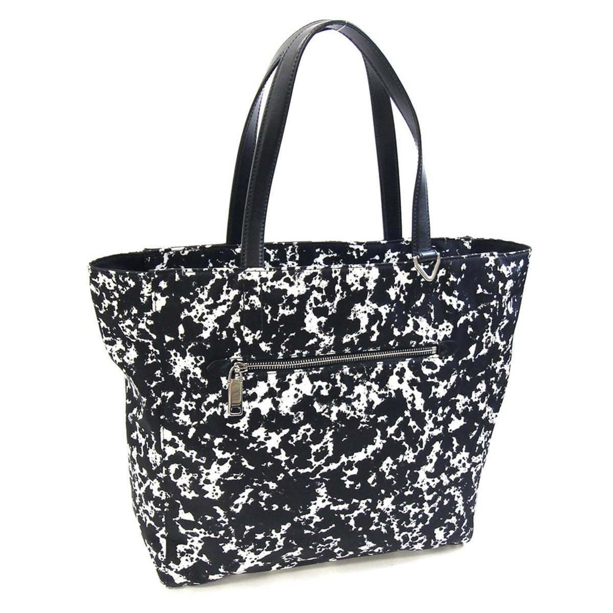 Bally Black White Nylon Canvas Leather Tote Bag (Pre-Owned)
