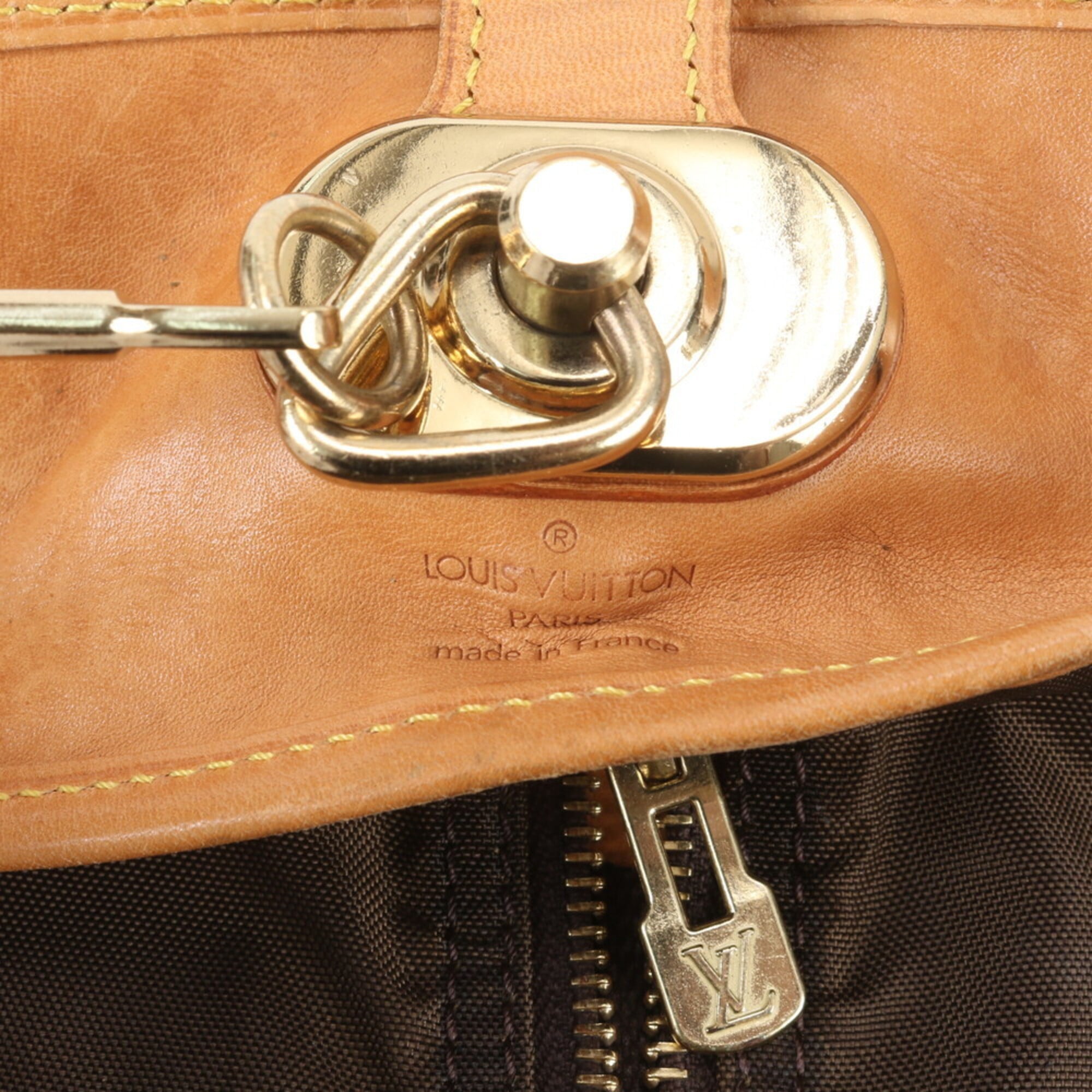 Louis Vuitton Brown Leather Coated Canvas Boston Bag (Pre-Owned)