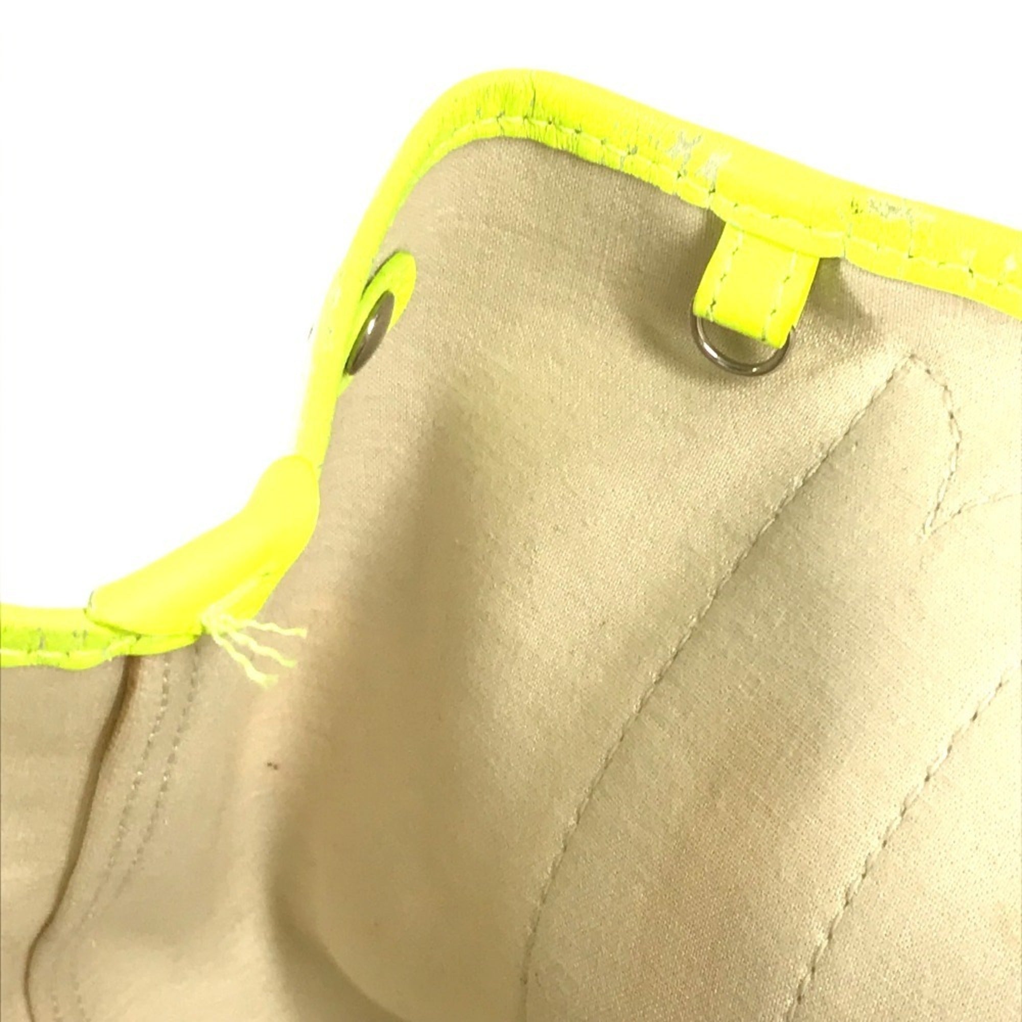 Balenciaga White Yellow Leather Canvas Handbag Tote Bag (Pre-Owned)