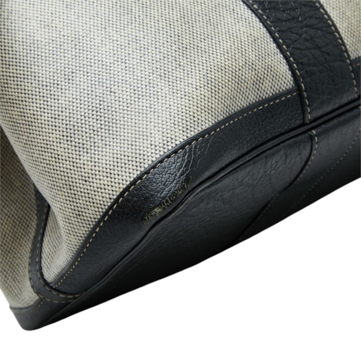 Hermes Beige Black Toile H Negonda Leather Handbag Tote Bag (Pre-Owned)