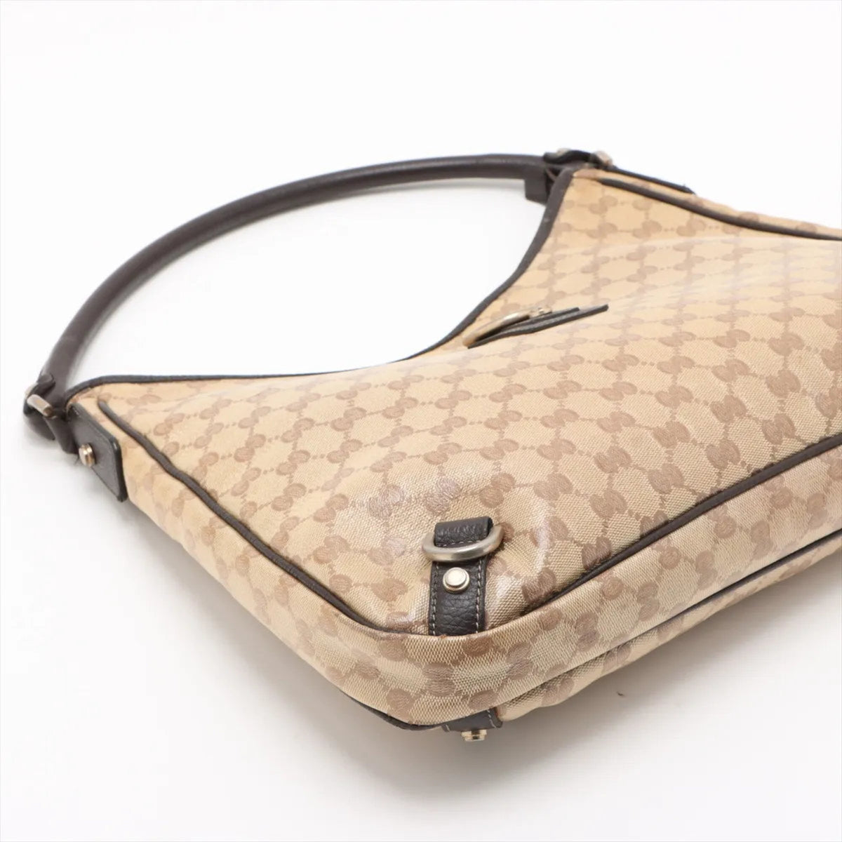 Gucci Brown Leather Coated Canvas Handbag Shoulder Bag Tote Bag (Pre-Owned)