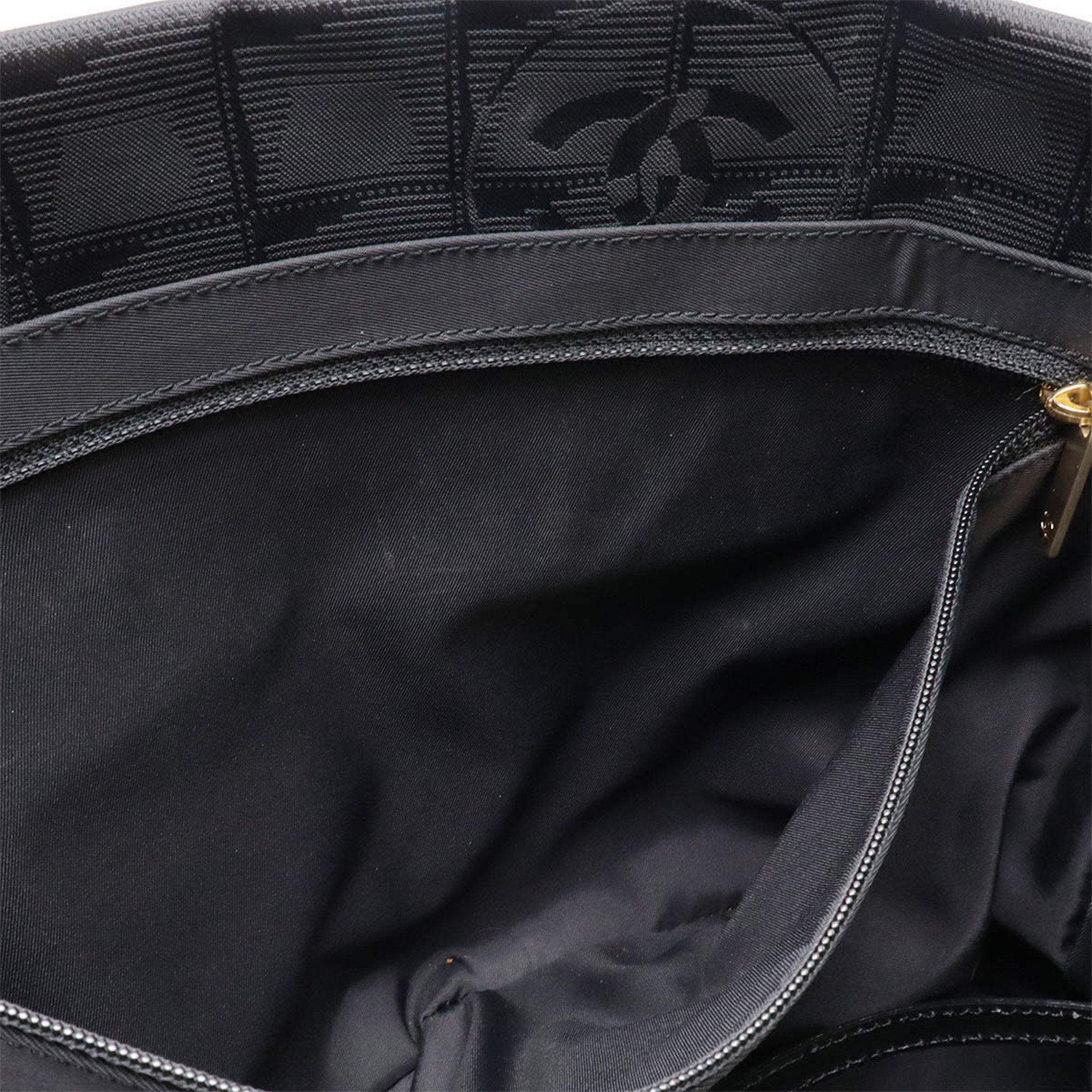 Chanel Black Jacquard Leather Shoulder Bag Tote Bag (Pre-Owned)