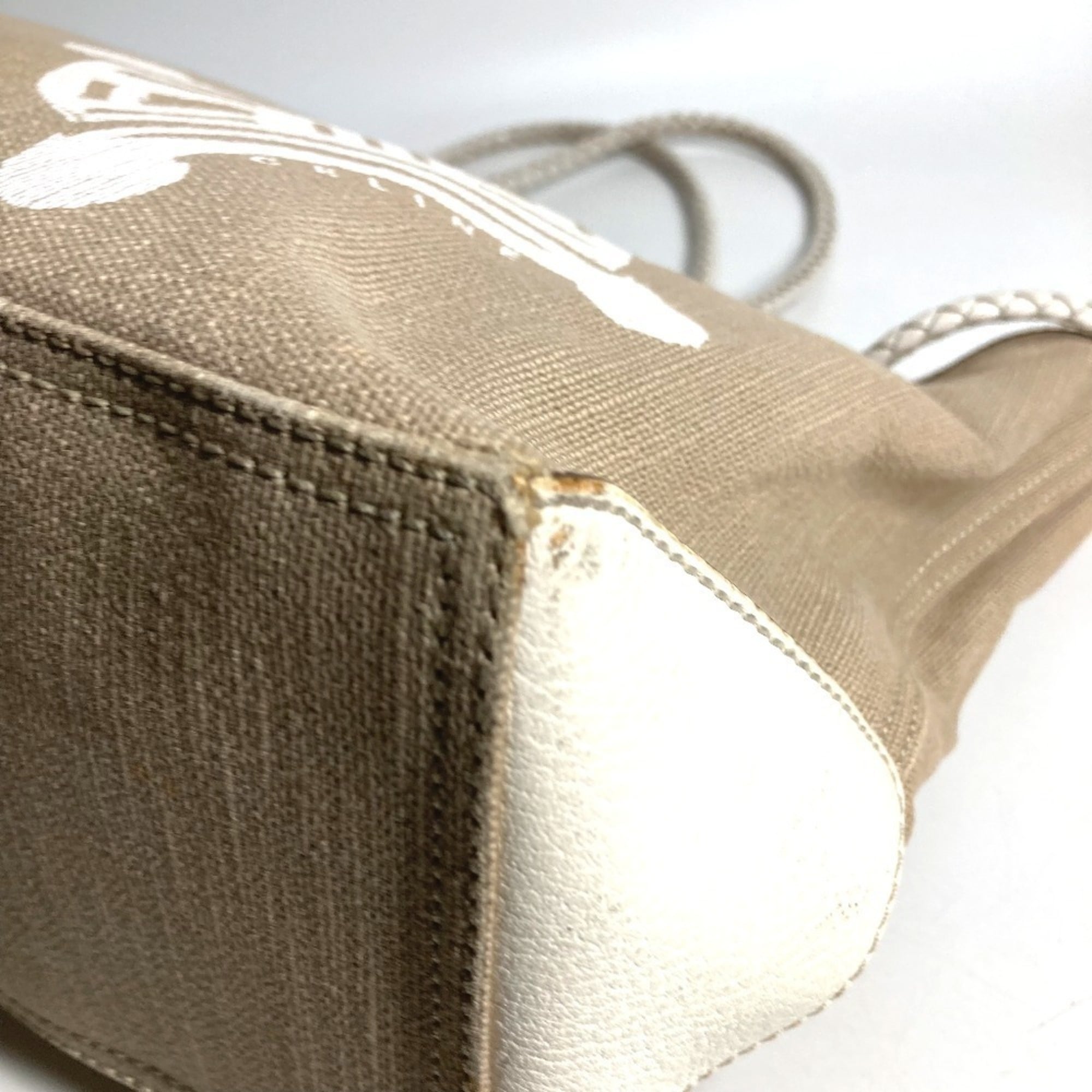 Celine Beige White Leather Shoulder Bag Tote Bag (Pre-Owned)