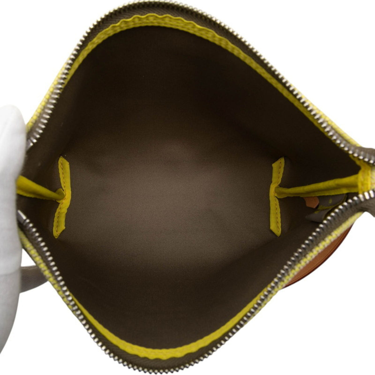 Louis Vuitton Lime Green Canvas Leather Handbag Pouch (Pre-Owned)
