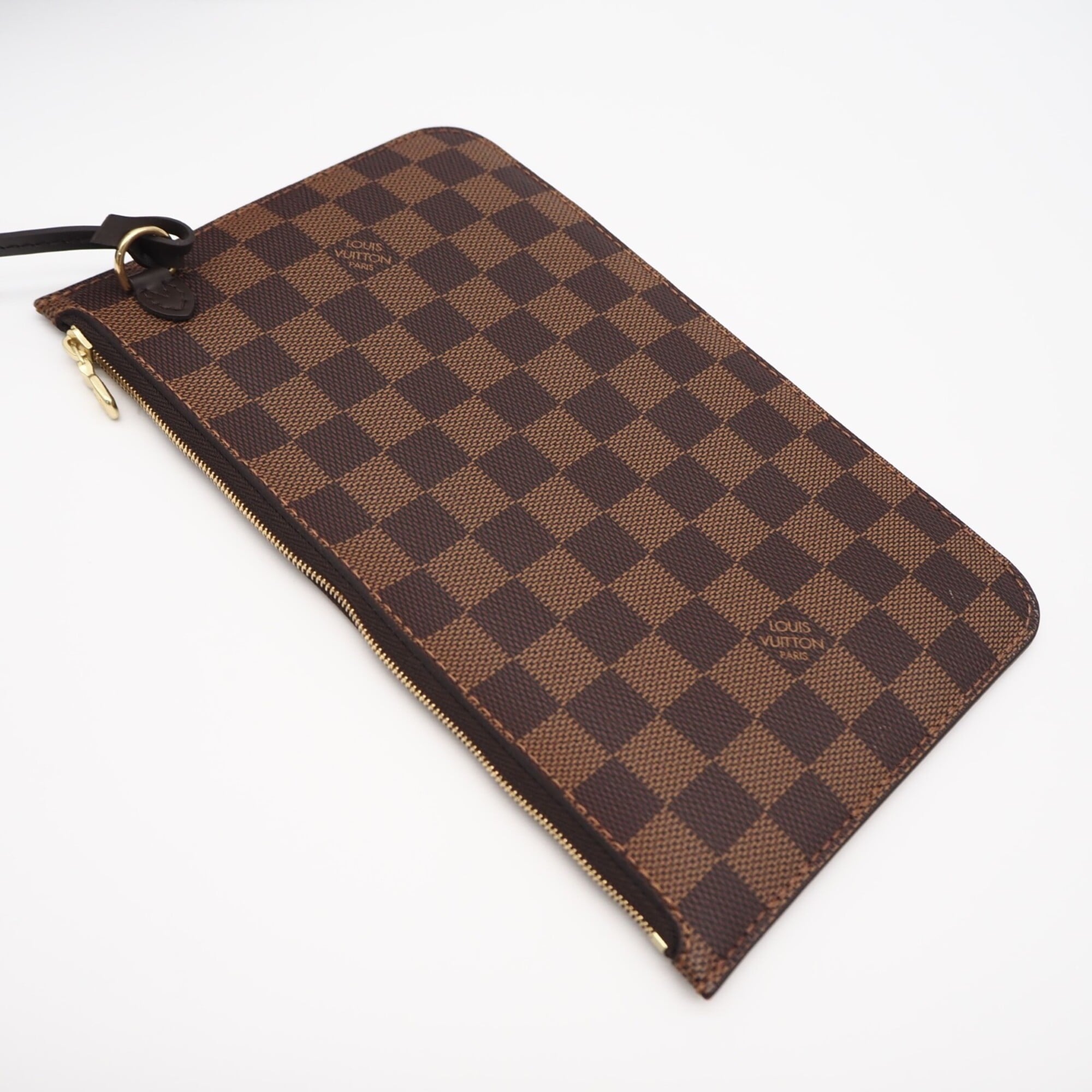 Louis Vuitton Beige Brown Coated Canvas Leather Handbag Pouch (Pre-Owned)