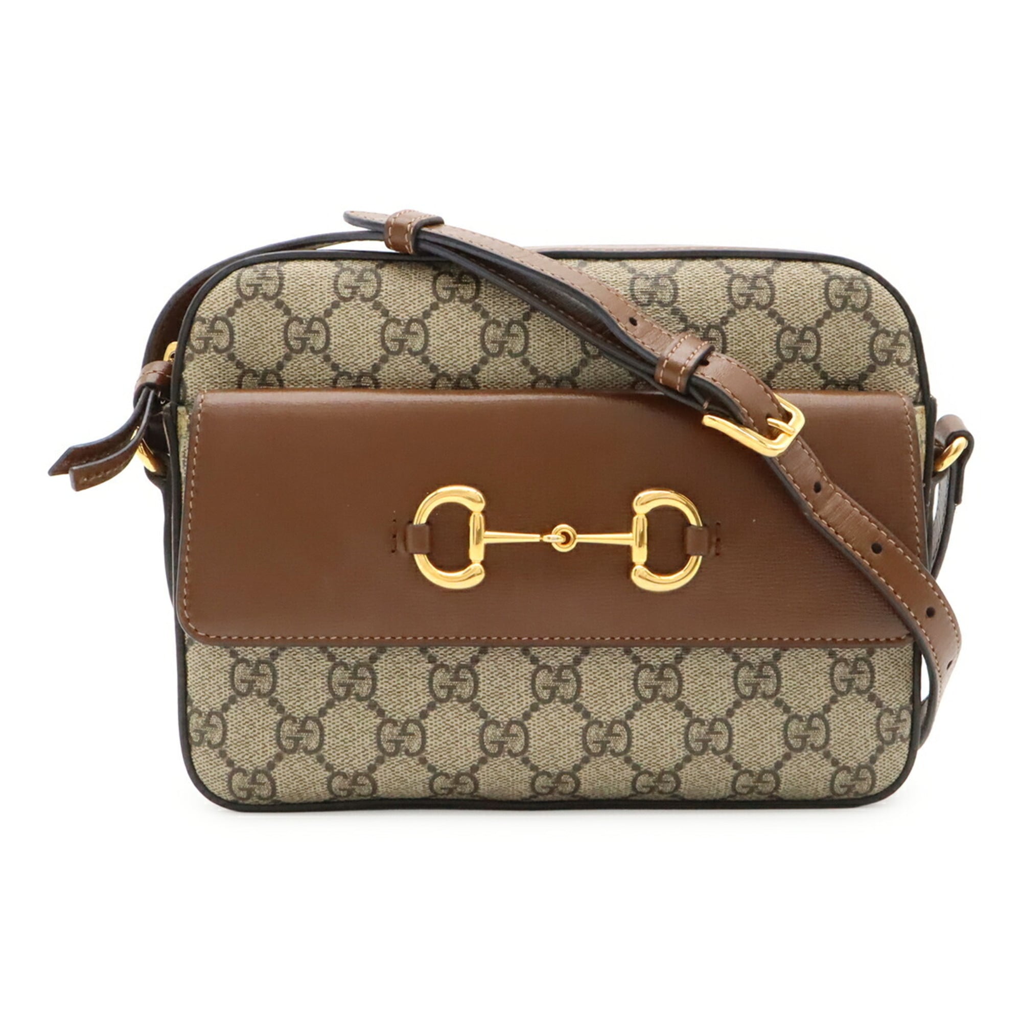 Gucci Beige Brown Gg Supreme Canvas Leather Pochette Shoulder Bag (Pre-Owned)