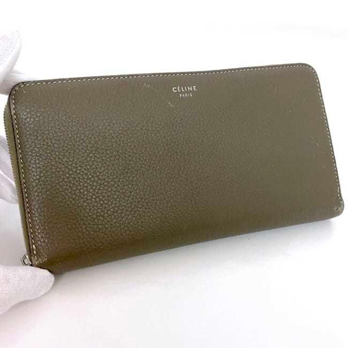 Celine Grayish Leather Long Wallet (Bi-Fold) (Pre-Owned)