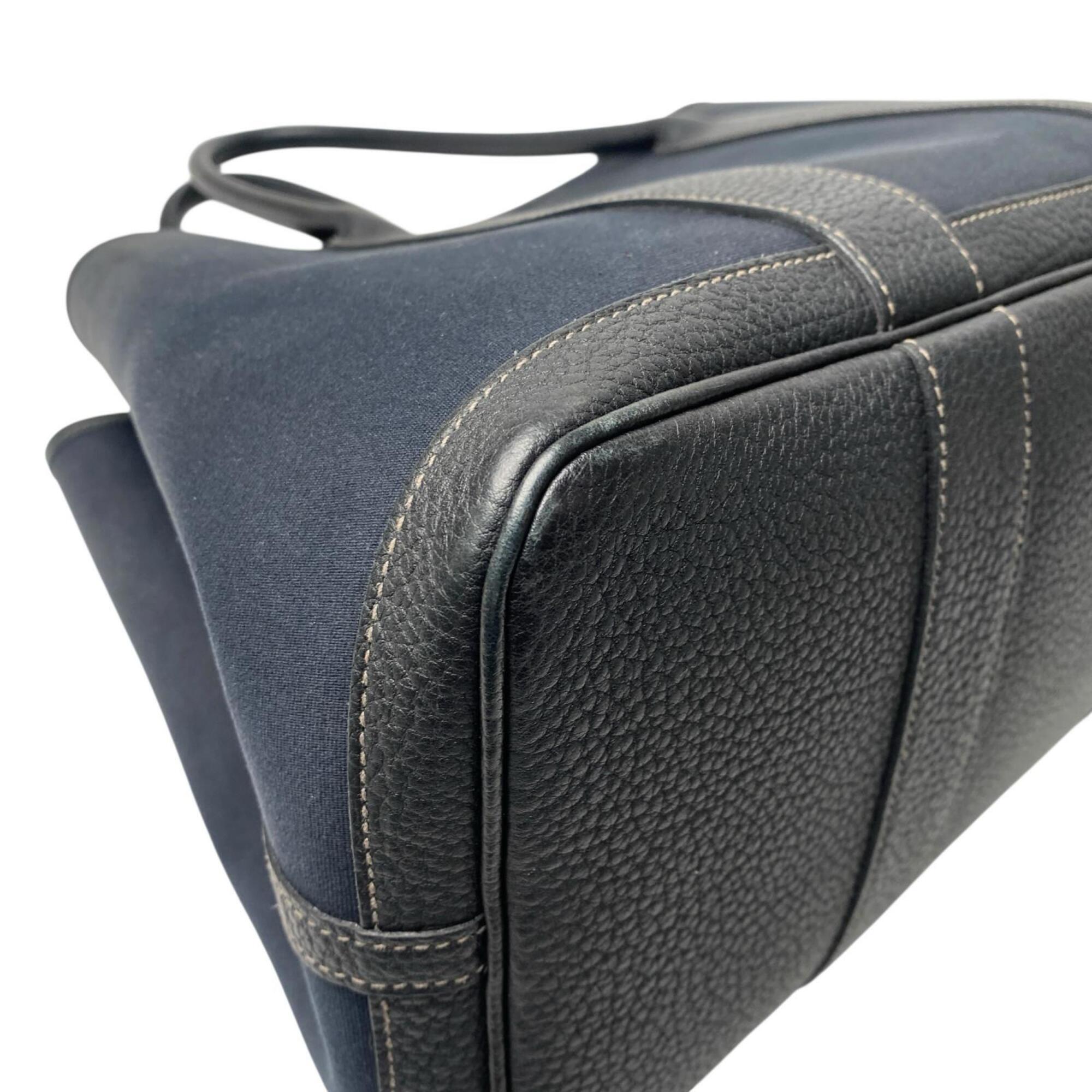 Hermes Black Canvas Leather Tote Bag (Pre-Owned)