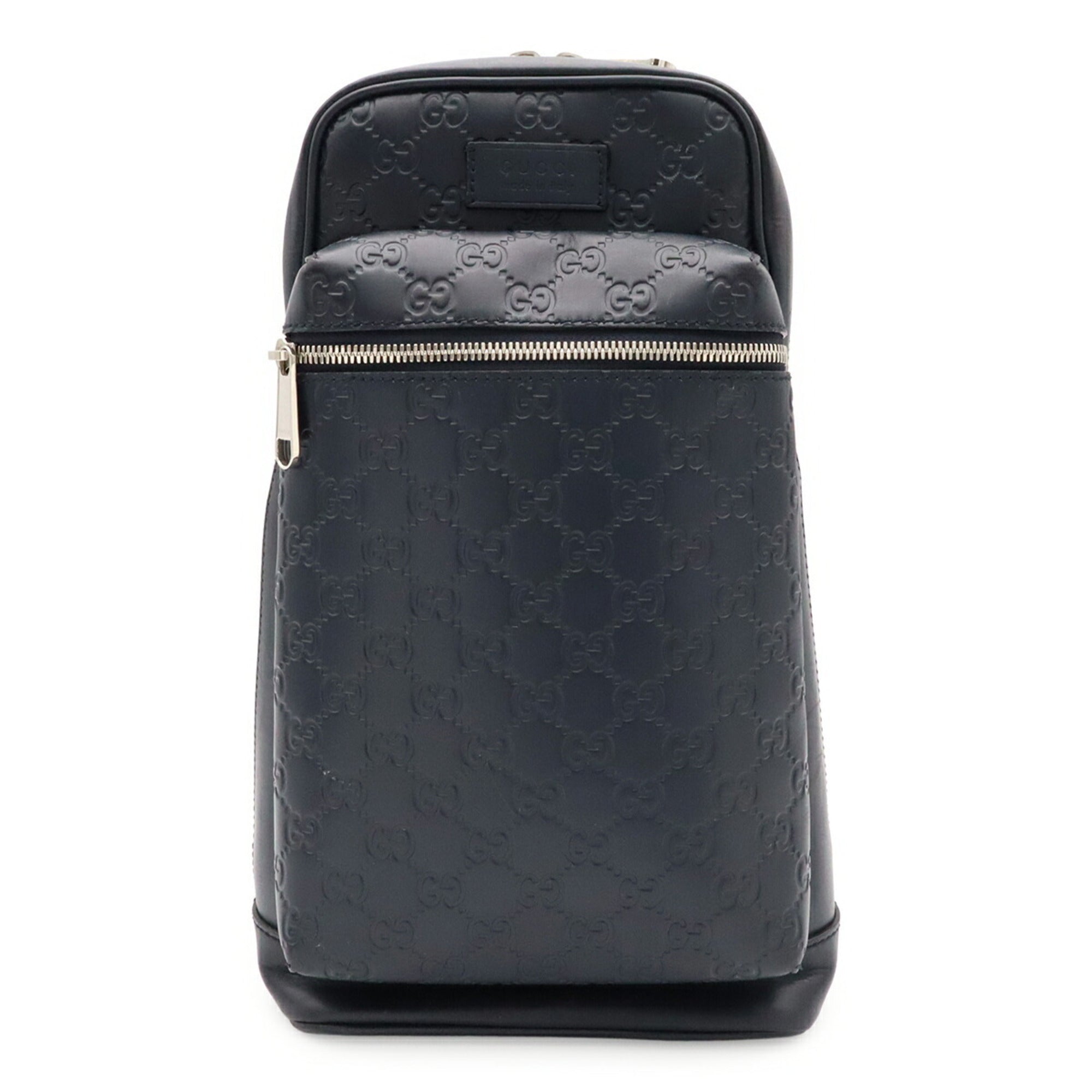 Gucci Navy Leather Shoulder Bag Sling Bag (Pre-Owned)