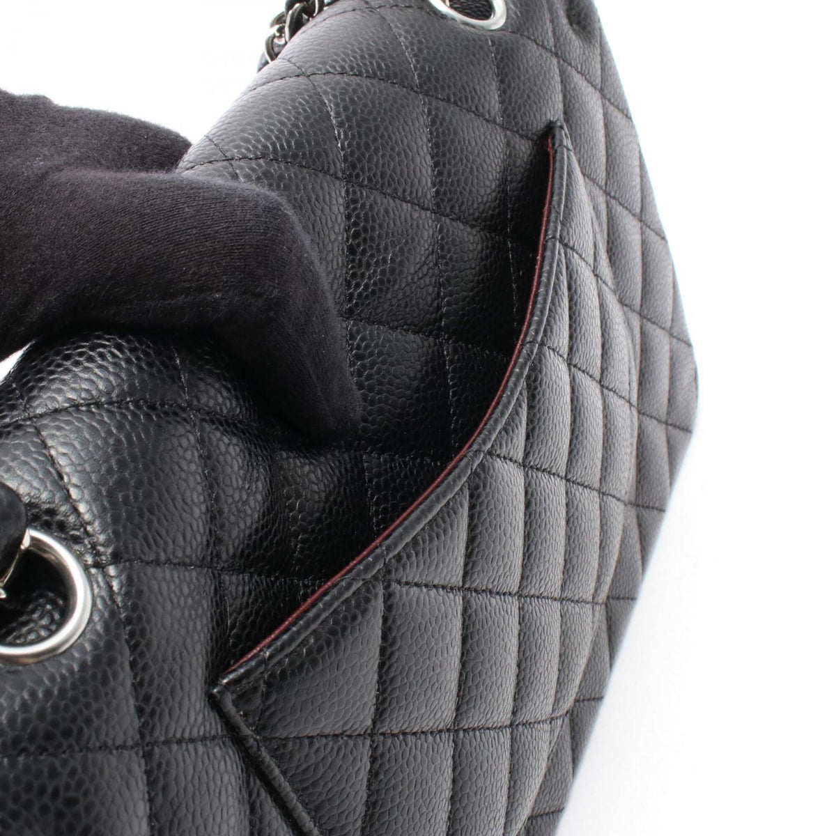 Chanel Black Grained Calfskin Handbag Shoulder Bag (Pre-Owned)