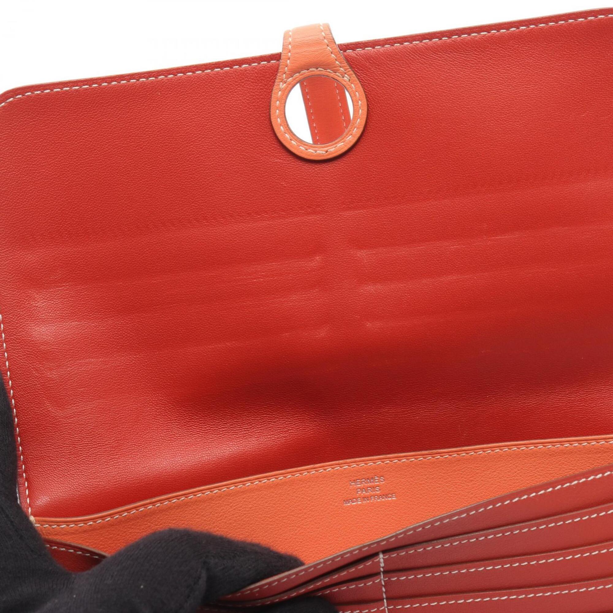 Hermes Bordeaux Pink Swift Leather Leather Long Wallet (Bi-Fold) (Pre-Owned)