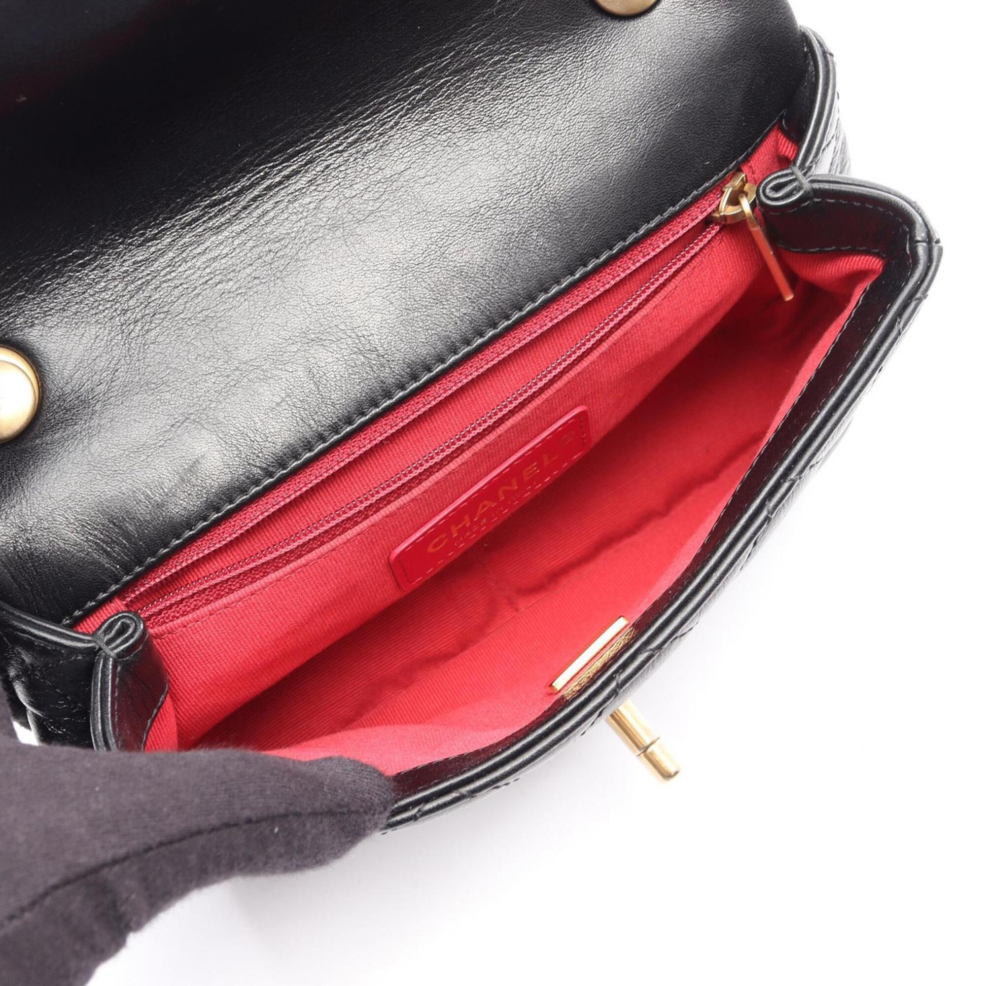 Chanel Black Leather Handbag Shoulder Bag (Pre-Owned)