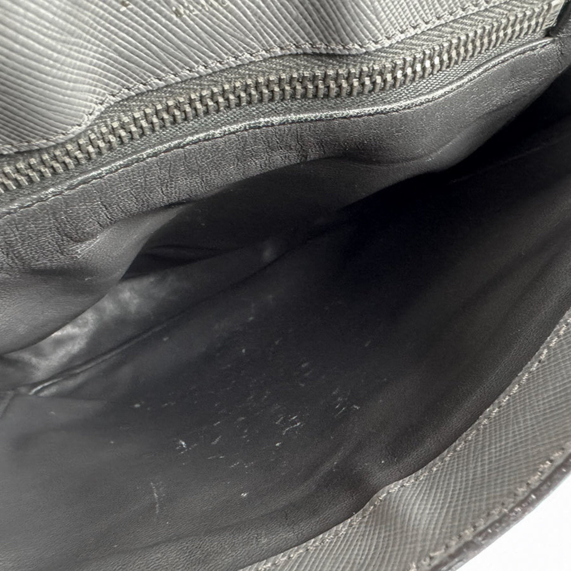 Prada Gray Leather Shoulder Bag (Pre-Owned)