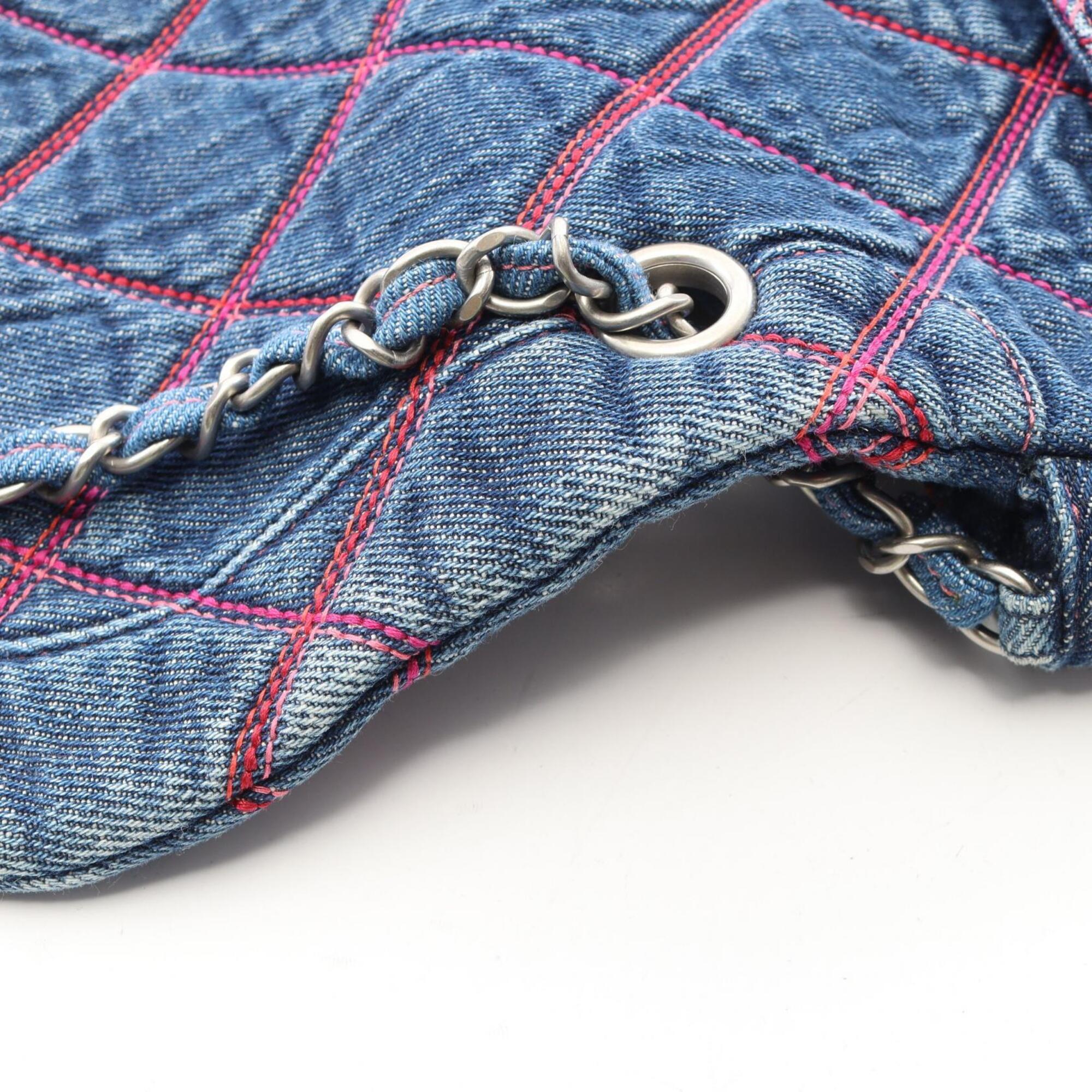 Chanel Navy Denim Handbag Shoulder Bag (Pre-Owned)