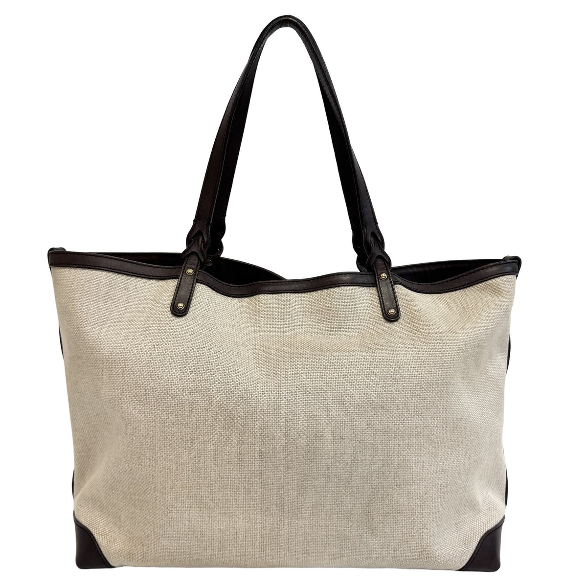 Gucci Brown Canvas Leather Tote Bag (Pre-Owned)