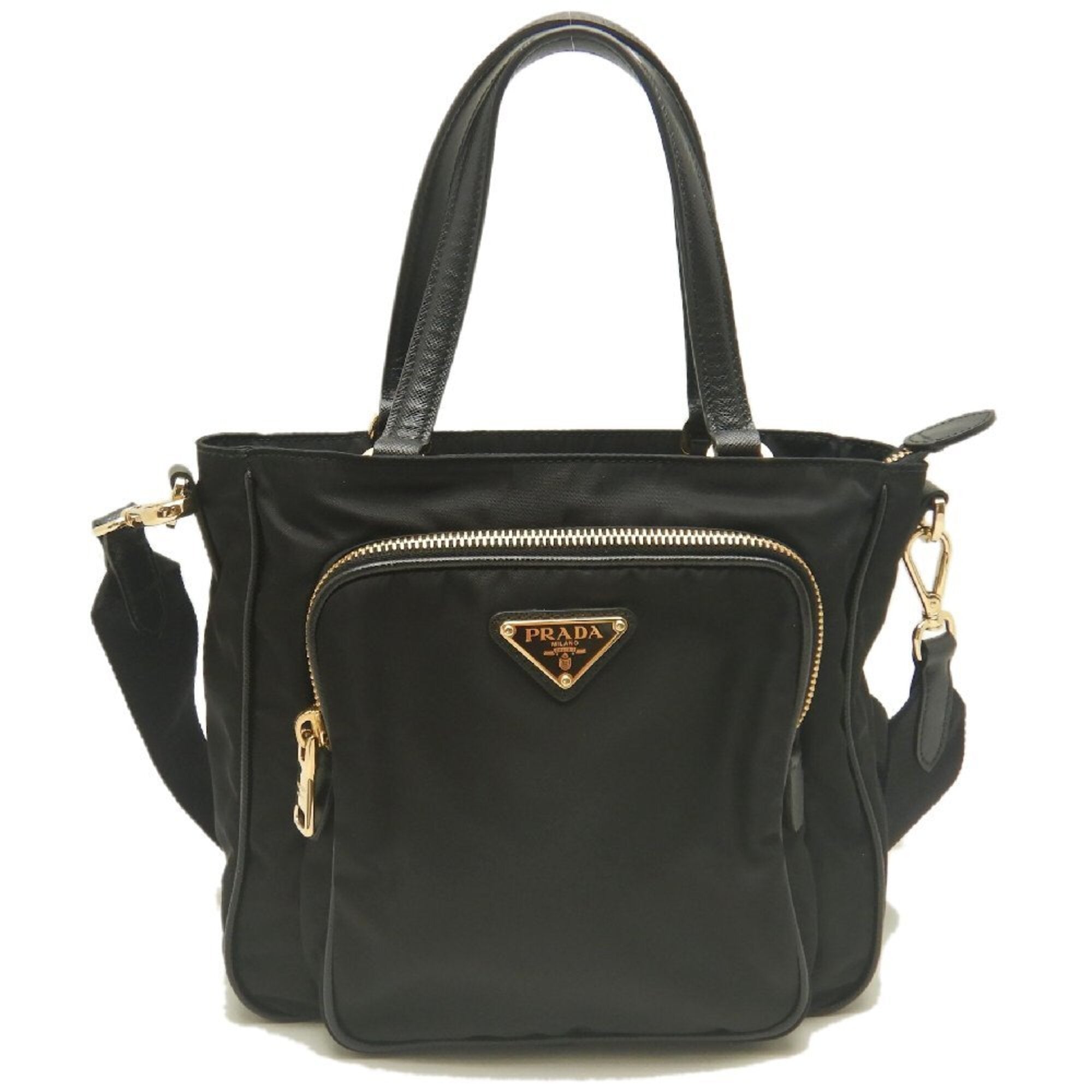 Prada Black Nylon Leather Handbag (Pre-Owned)