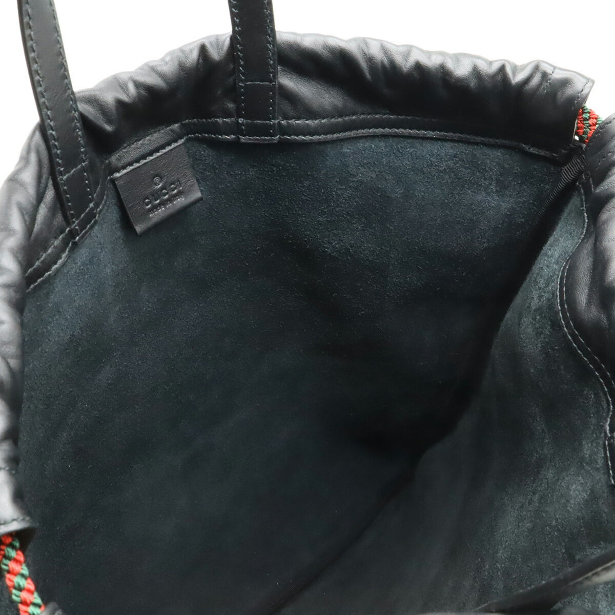 Gucci Black Green Red Color Leather Backpack (Pre-Owned)